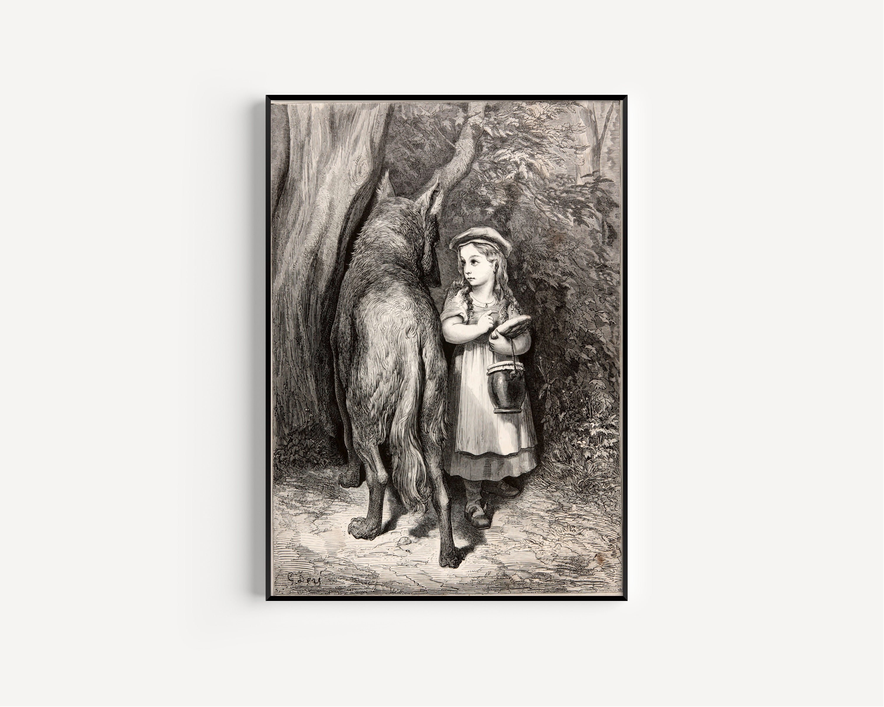 Gustave Doré — Little Red Riding Hood: Meeting the Wolf | Fairy Tale Illustration Print