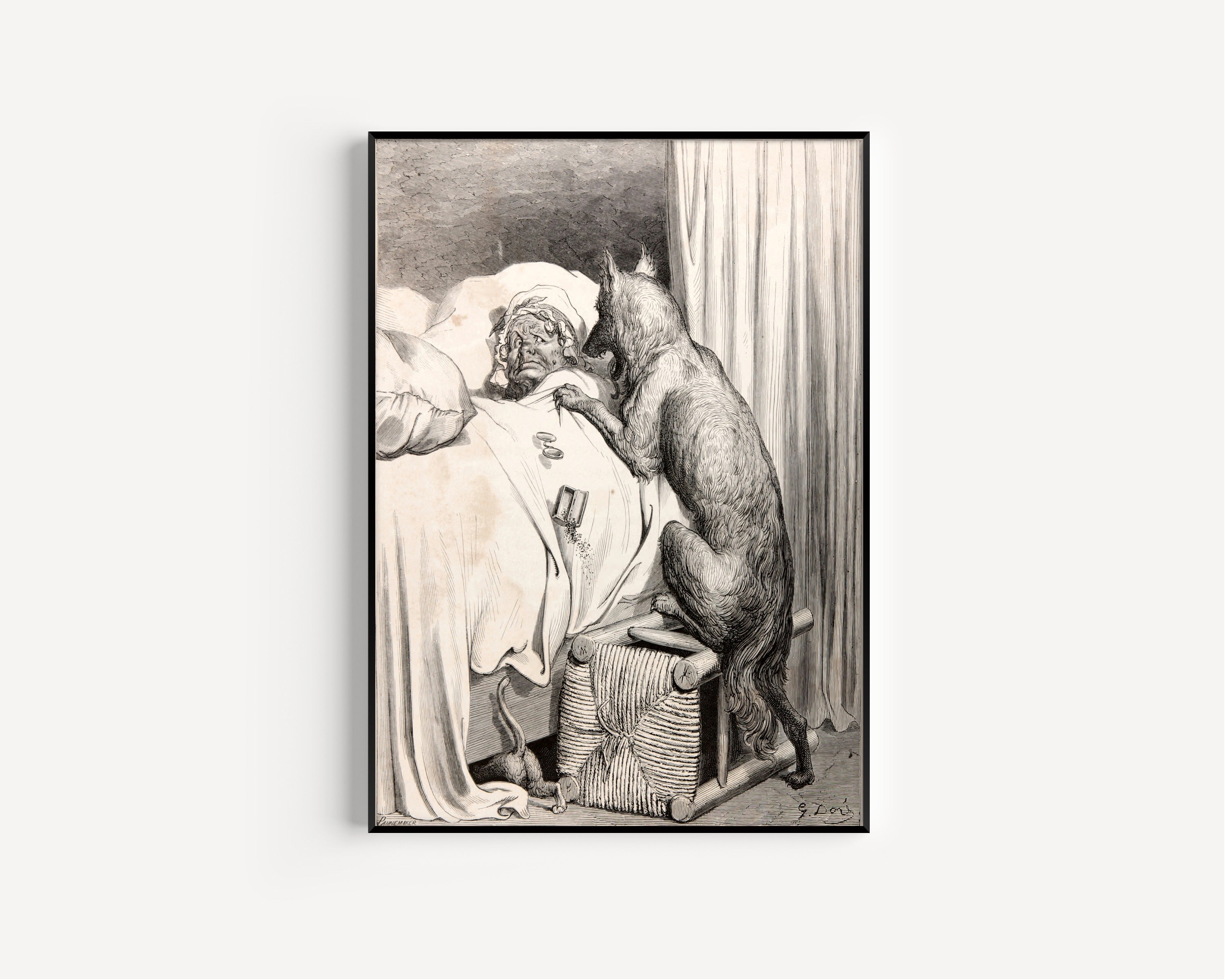 Gustave Doré — Little Red Riding Hood: The Wolf at Grandmother's Bed | Fairy Tale Illustration Print