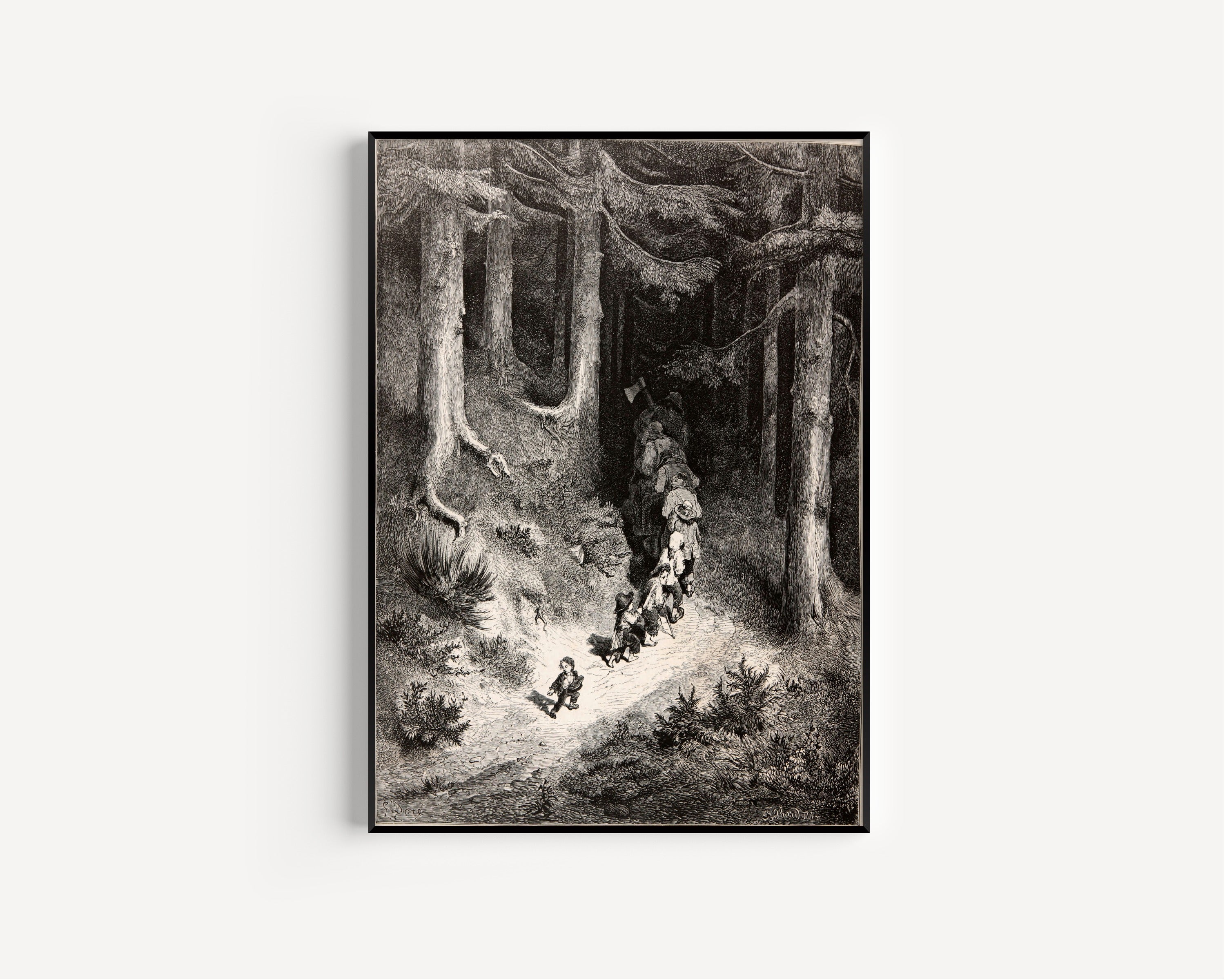 Gustave Doré — Tom Thumb: Leading His Brothers Through the Forest | Fairy Tale Illustration Print