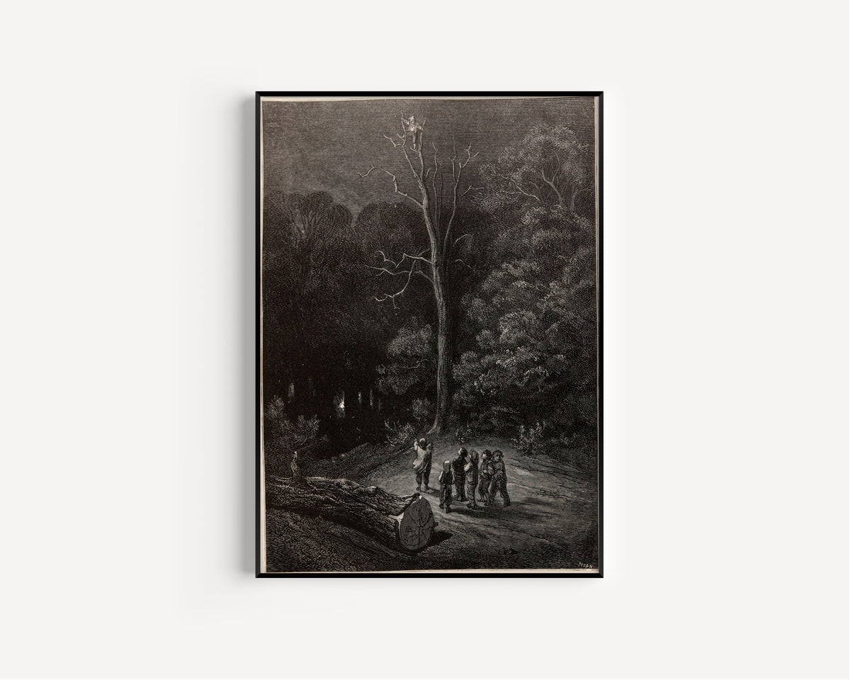 Gustave Doré — Tom Thumb: A Light in the Night Forest | Fairy Tale Illustration Print