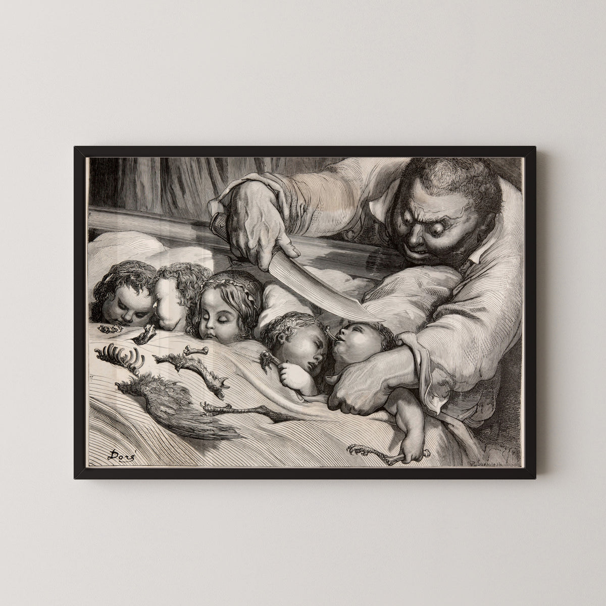 Gustave Doré — Tom Thumb: The Ogre and His Sleeping Daughters | Fairy Tale Illustration Print