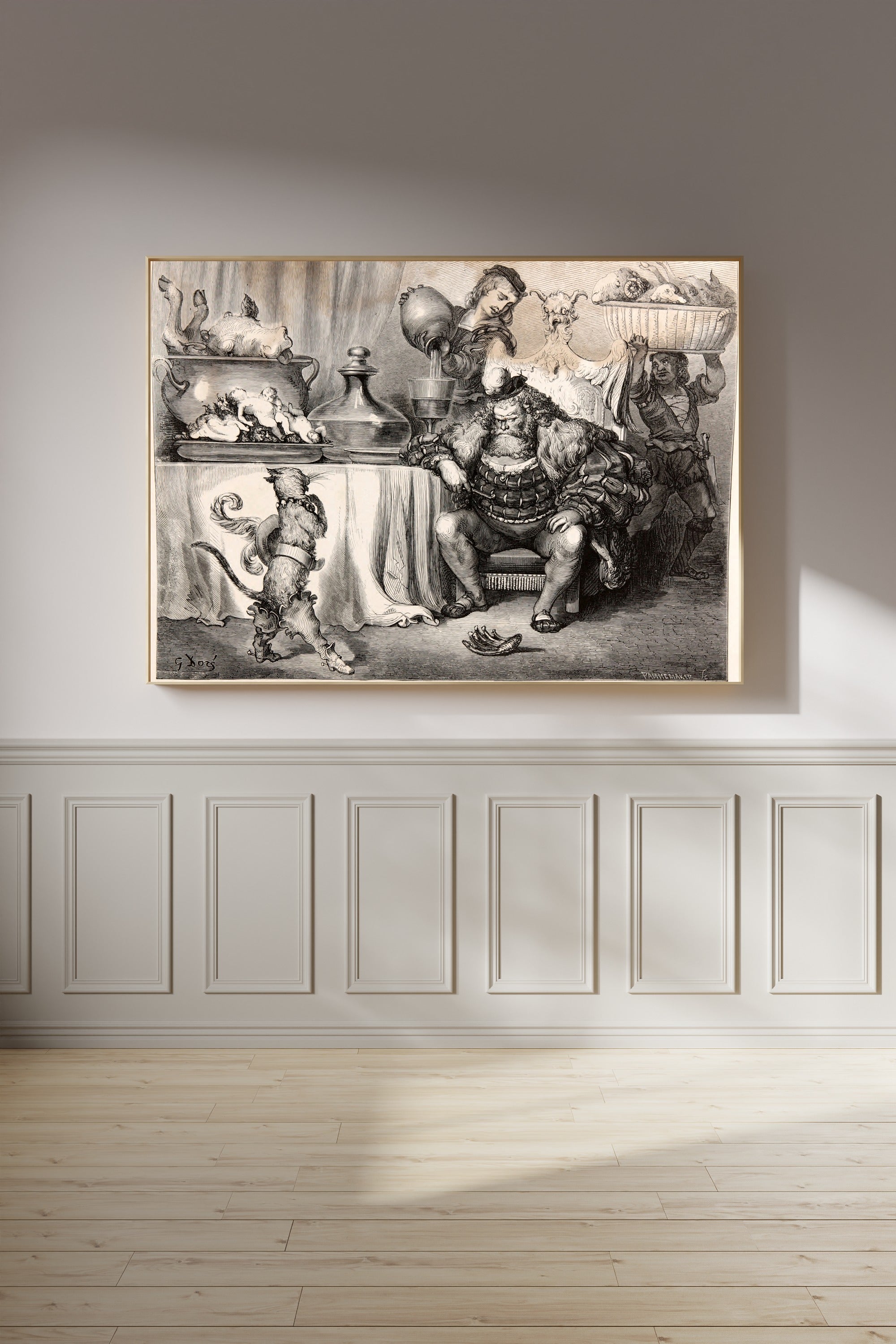 Gustave Doré — Puss in Boots: The Ogre's Feast | Fairy Tale Illustration Print