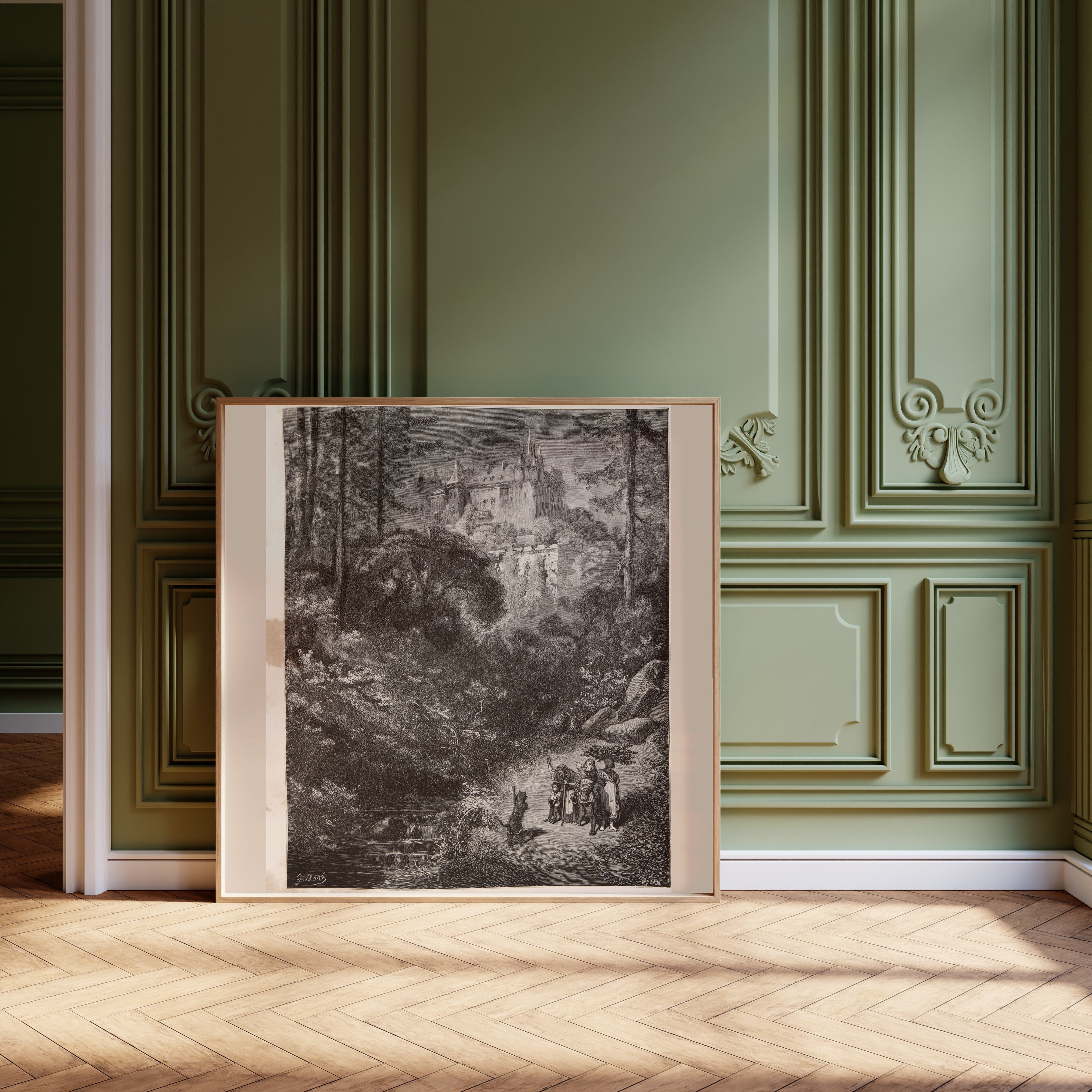 Gustave Doré — Puss in Boots: The Cat Runs Ahead to the Castle | Fairy Tale Illustration Print