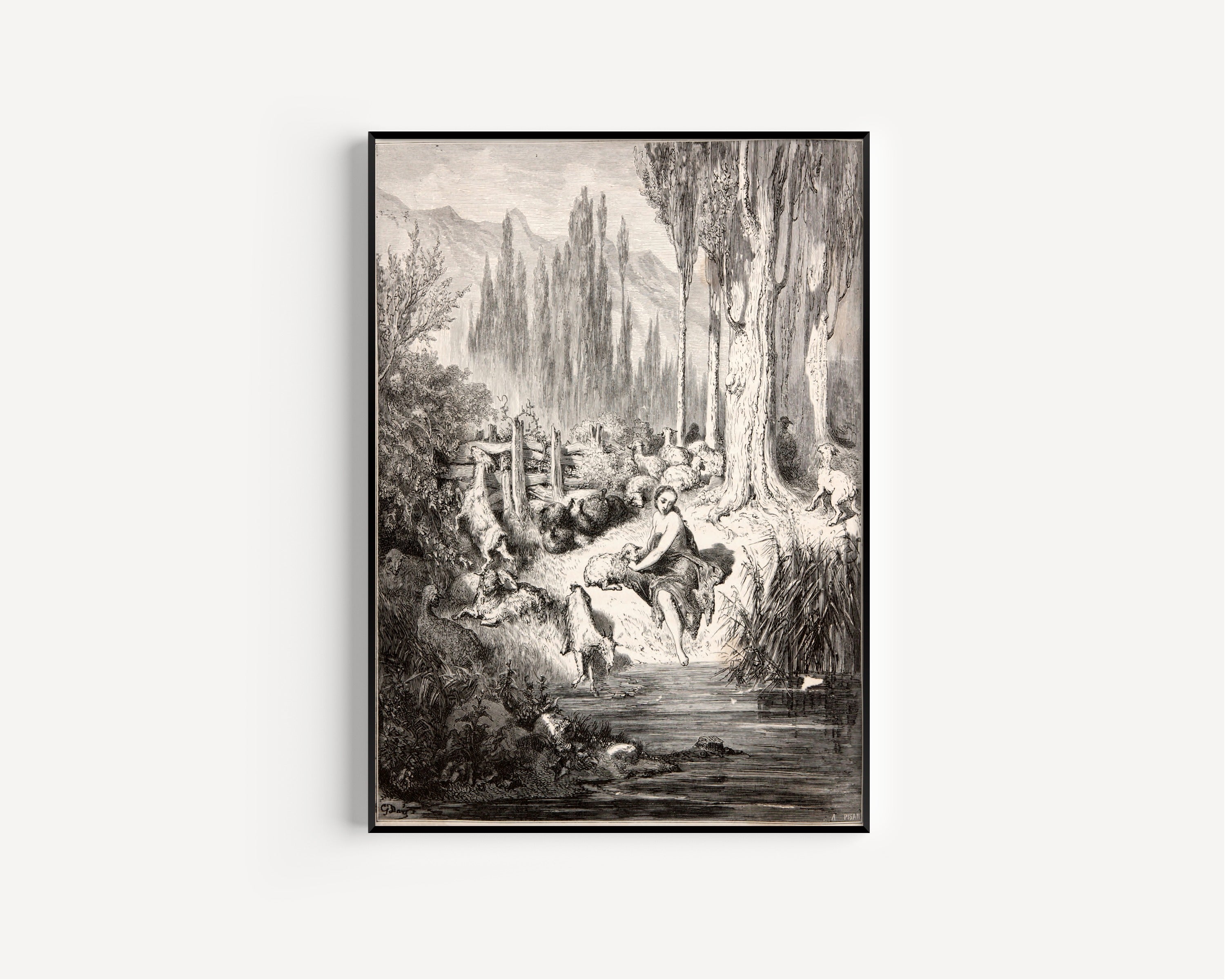 Gustave Doré — Donkey Skin: The Shepherdess at the Stream | Fairy Tale Illustration Print