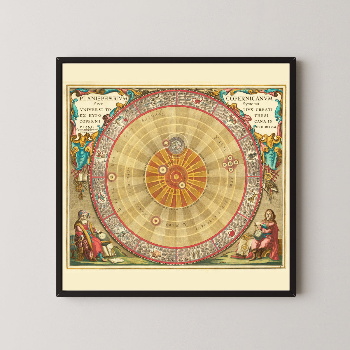 Andreas Cellarius — The Copernican Planisphere (Plate 4, Teal Colouring) | Celestial Map Print