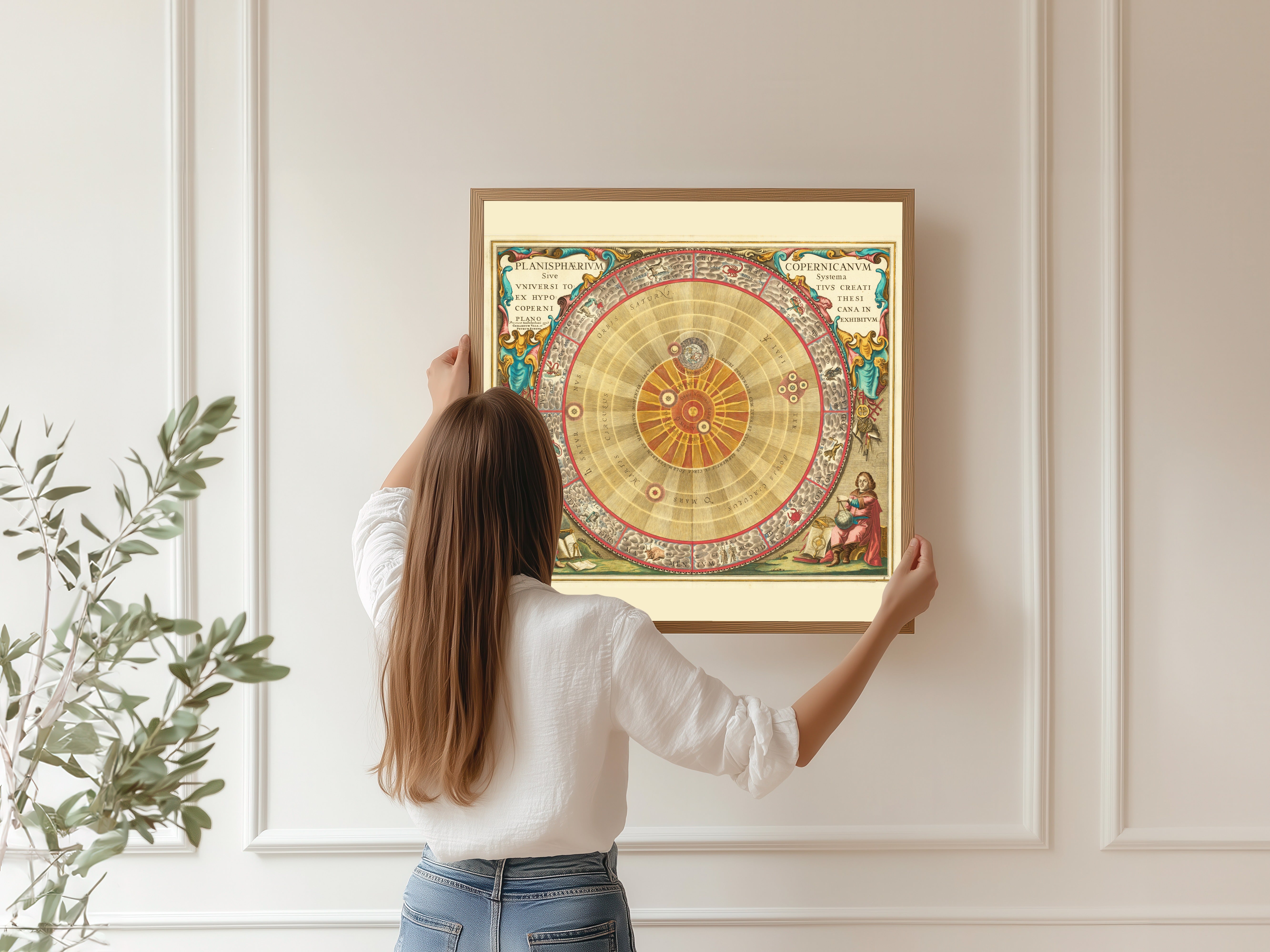 Andreas Cellarius — The Copernican Planisphere (Plate 4, Teal Colouring) | Celestial Map Print