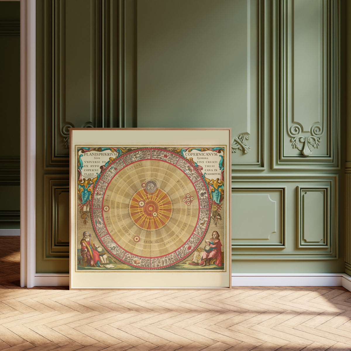 Andreas Cellarius — The Copernican Planisphere (Plate 4, Teal Colouring) | Celestial Map Print