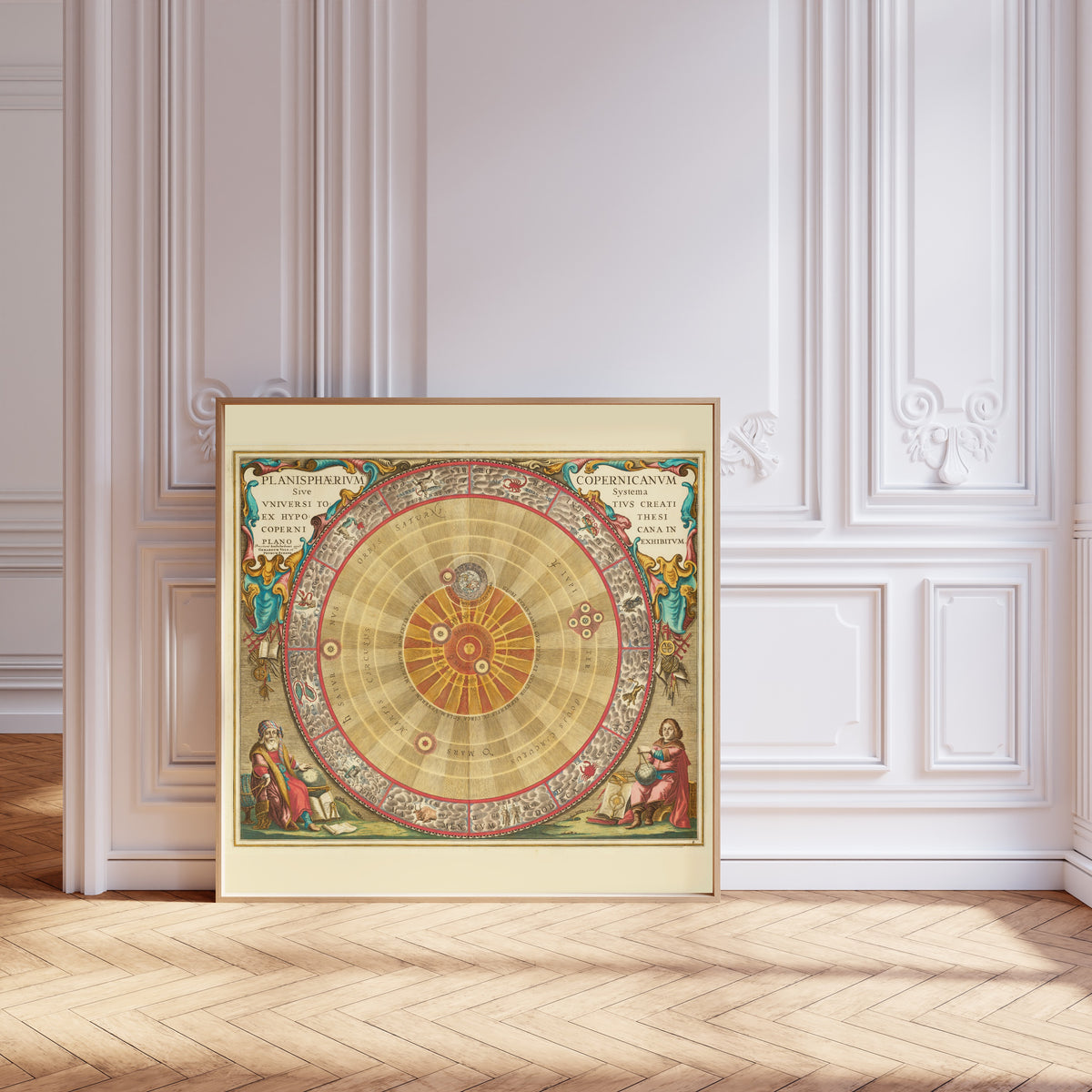 Andreas Cellarius — The Copernican Planisphere (Plate 4, Teal Colouring) | Celestial Map Print