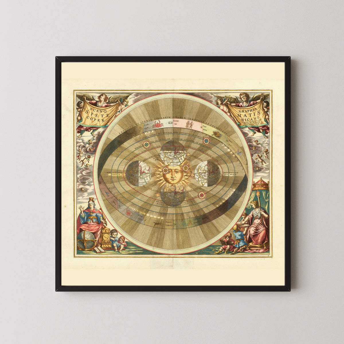 Andreas Cellarius — A Scenographic View of the Copernican System (Plate 5, Gold Colouring) | Celestial Map Print
