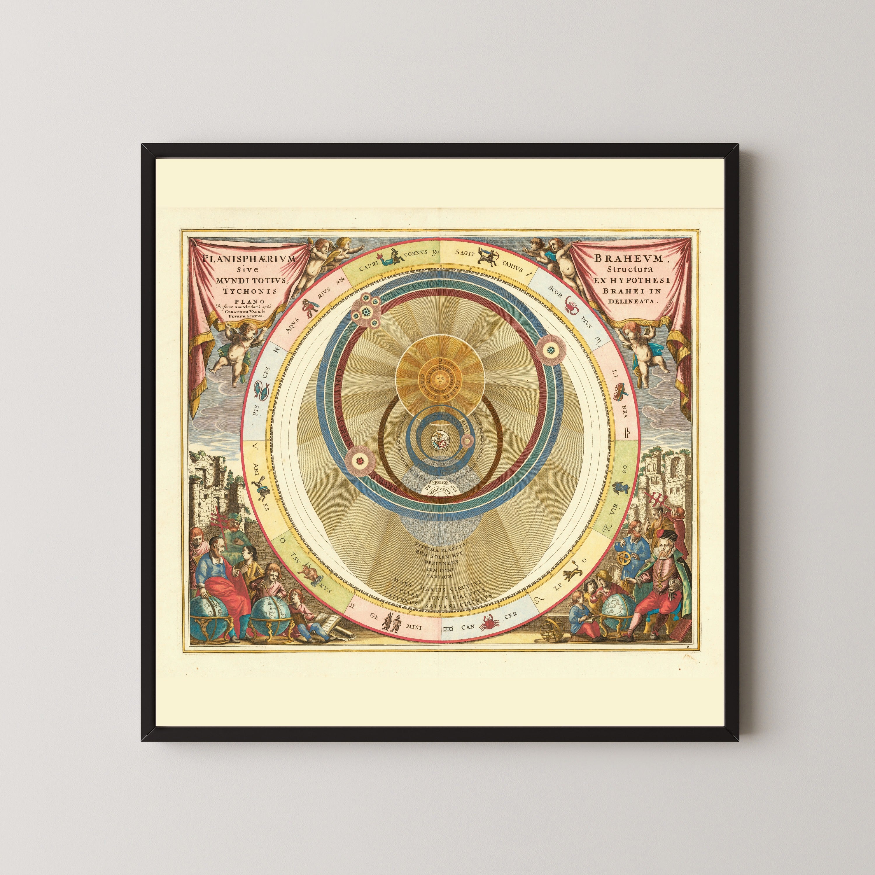 Andreas Cellarius — The Tychonic Planisphere (Plate 6, Rose Colouring) | Celestial Map Print