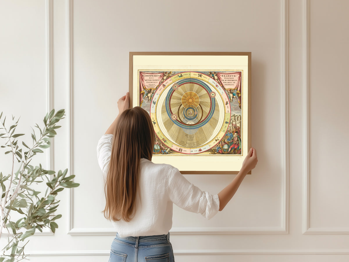 Andreas Cellarius — The Tychonic Planisphere (Plate 6, Rose Colouring) | Celestial Map Print