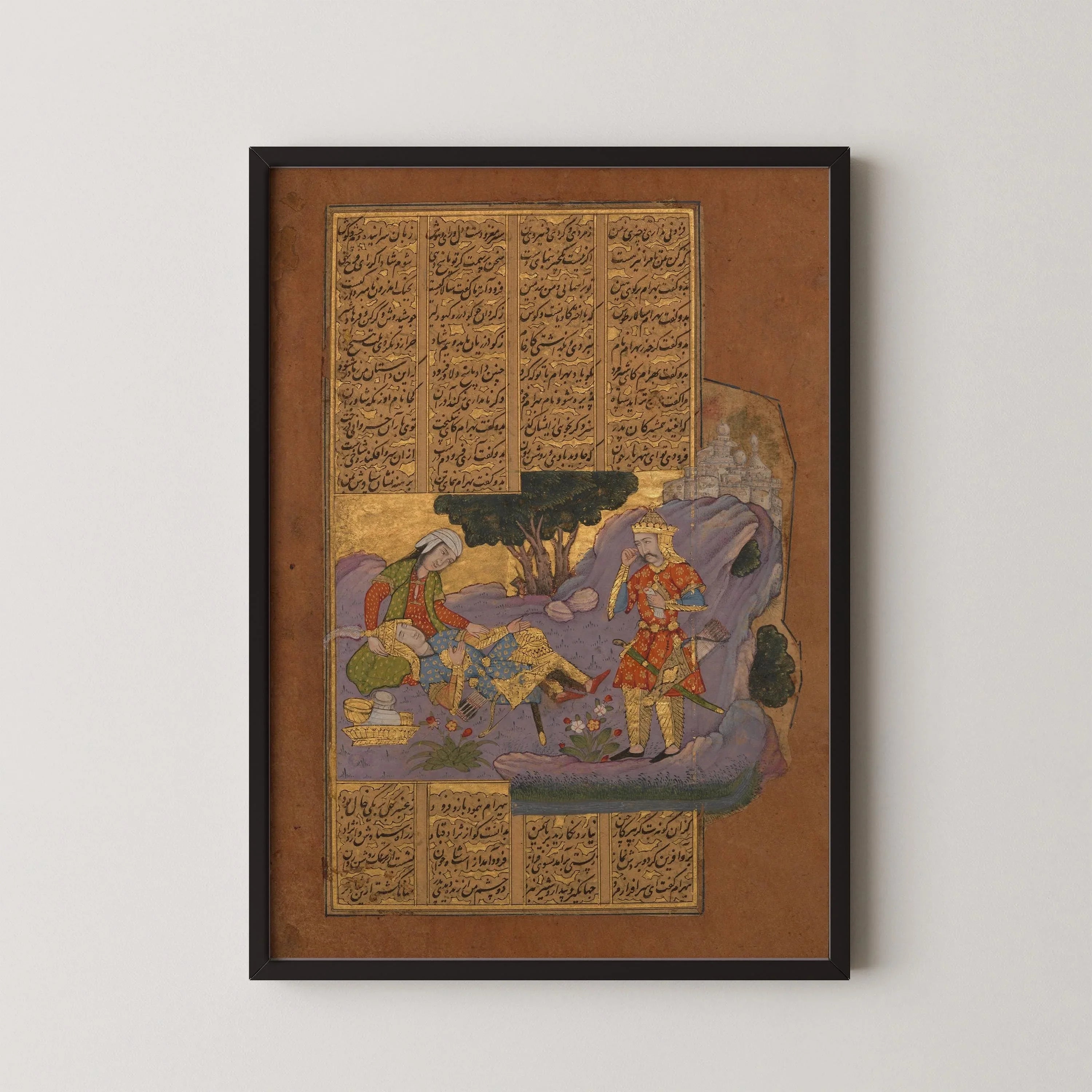 Death of Farud - Shahnama by Firdausi – Persian Miniature Art of Astonishing Detail and Beauty | PRINT Framed Available - 9ArtPrints