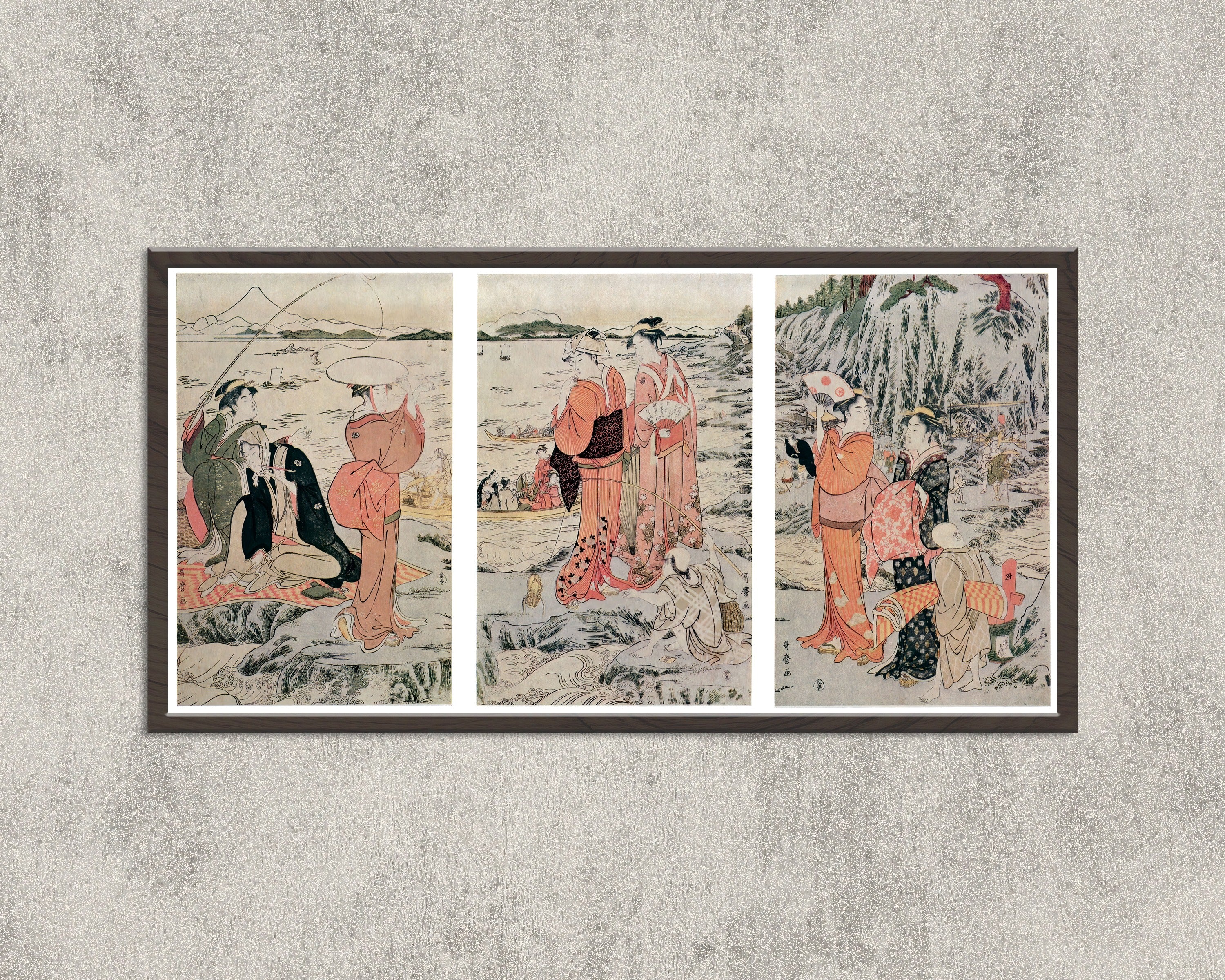 Kitagawa Utamaro — Fishing at the Iwaya Cave, Enoshima | Japanese Woodblock Print (Ukiyo-e)