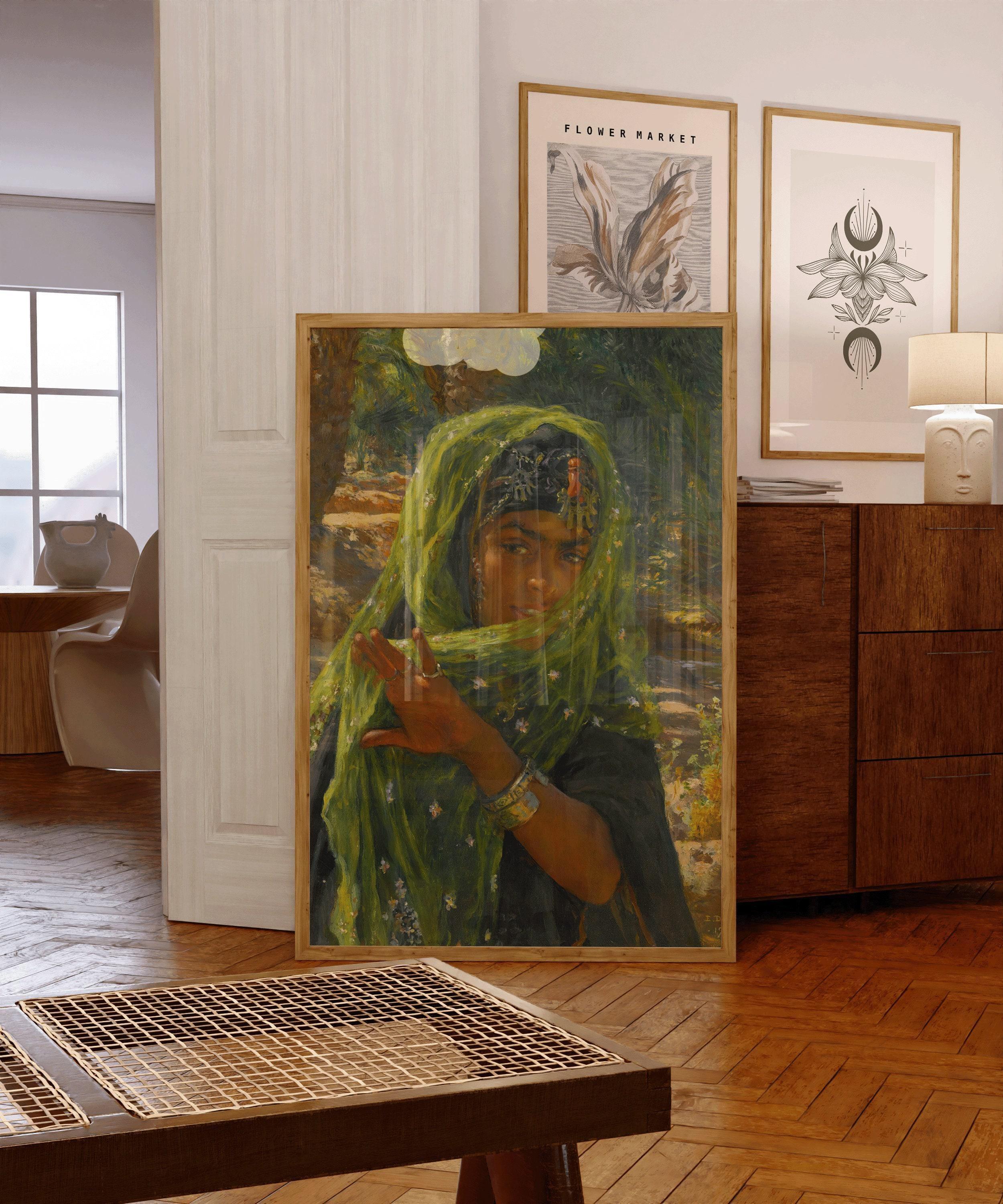 Dinet - The Girl in the Green Scarf | Famous Orientalist Art (available handframed or unframed) - 9ArtPrints
