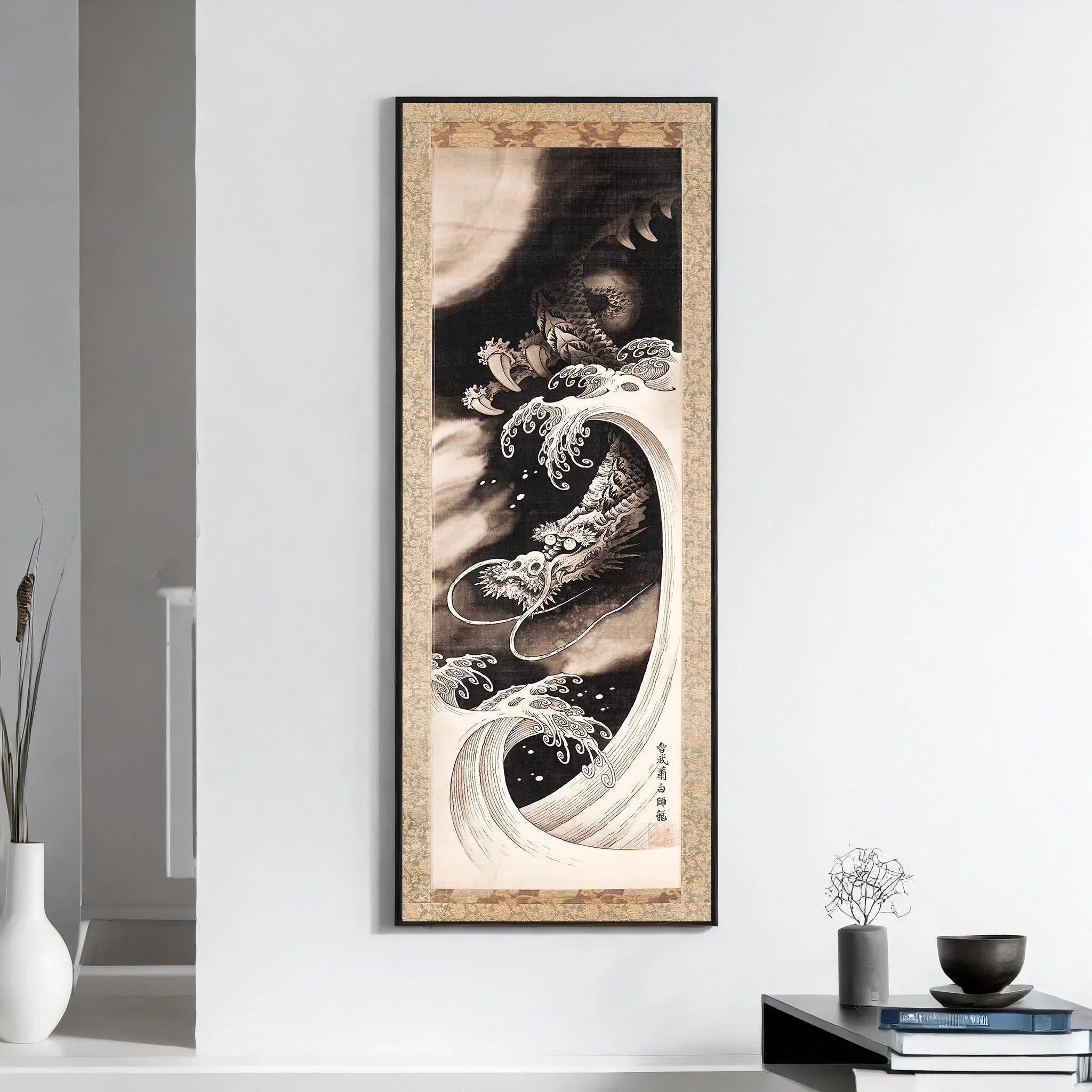 Dragon - Soga Sohaku | PRINT | A Stunning Vintage Japanese Super Tall Artwork (available framed or unframed) 3x1 - 9ArtPrints