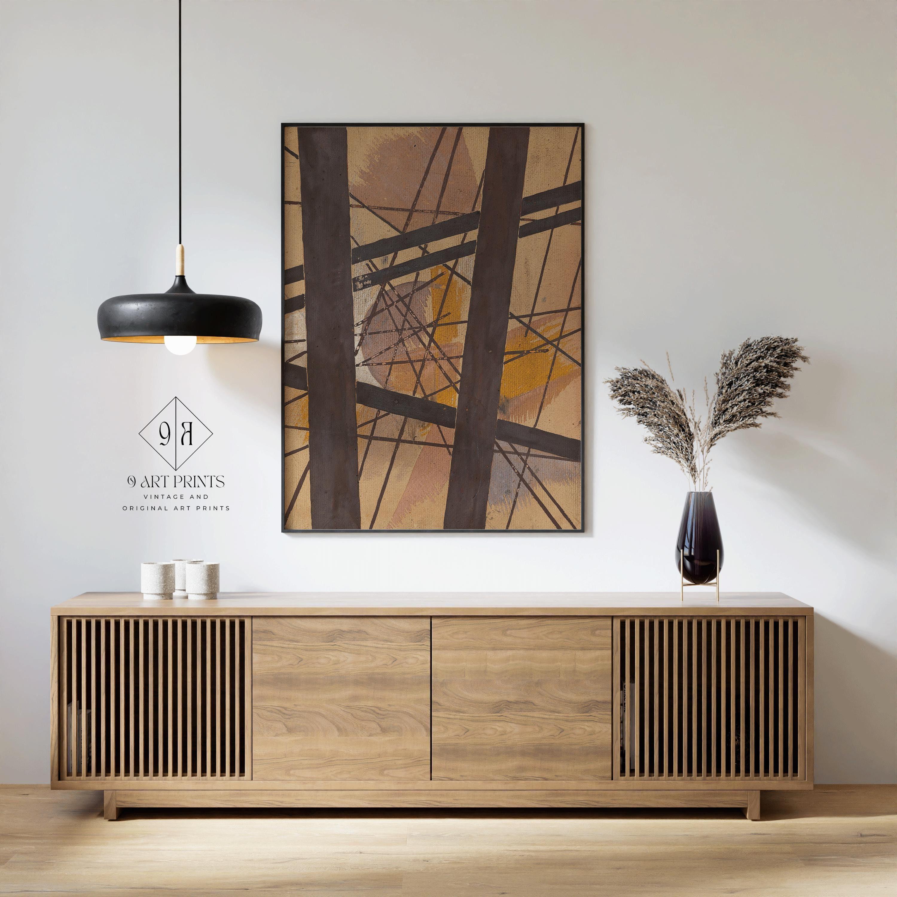 Dynamic Abstract Art Print PRINT | Raum - Kraft Komposition by Lyubov Popova | Geometric Lines & Earthy Tones Available framed - 9ArtPrints