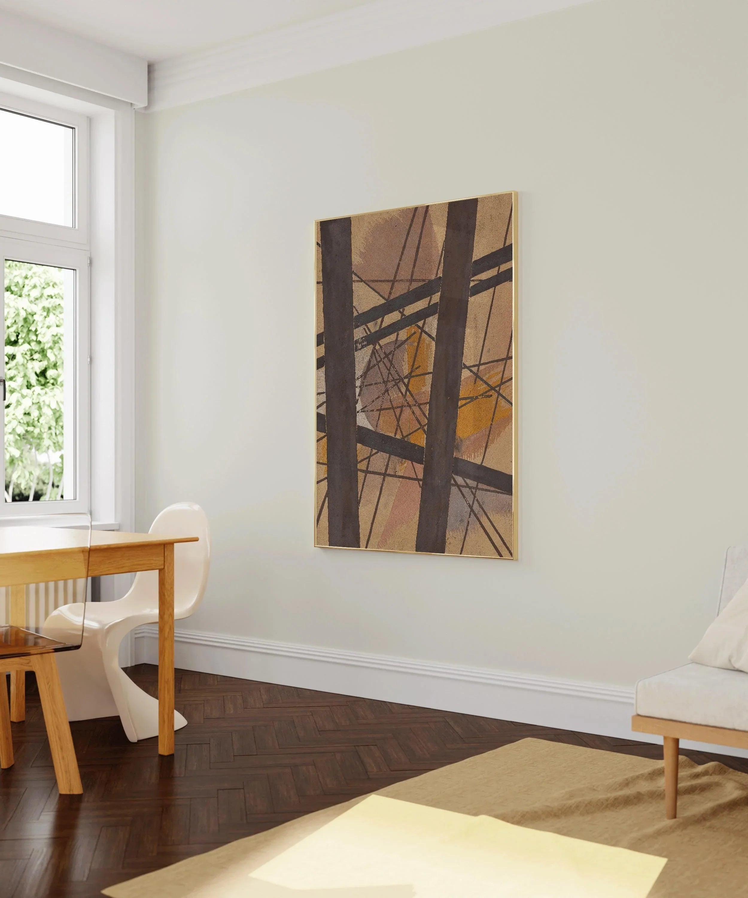 Dynamic Abstract Art Print PRINT | Raum - Kraft Komposition by Lyubov Popova | Geometric Lines & Earthy Tones Available framed - 9ArtPrints