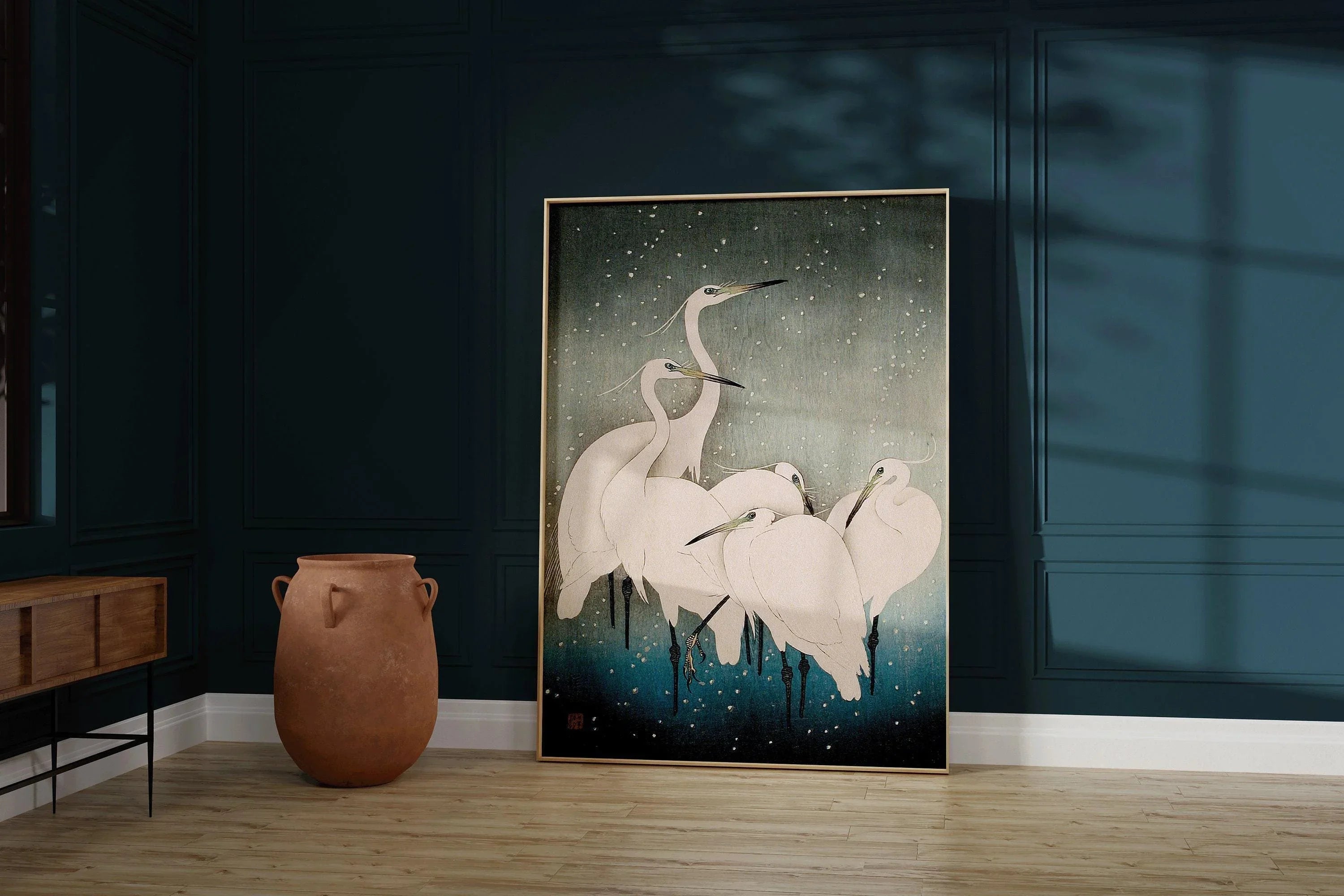 Egrets in Snow Giclee Print: Ohara Koson Japanese Woodblock - 9ArtPrints