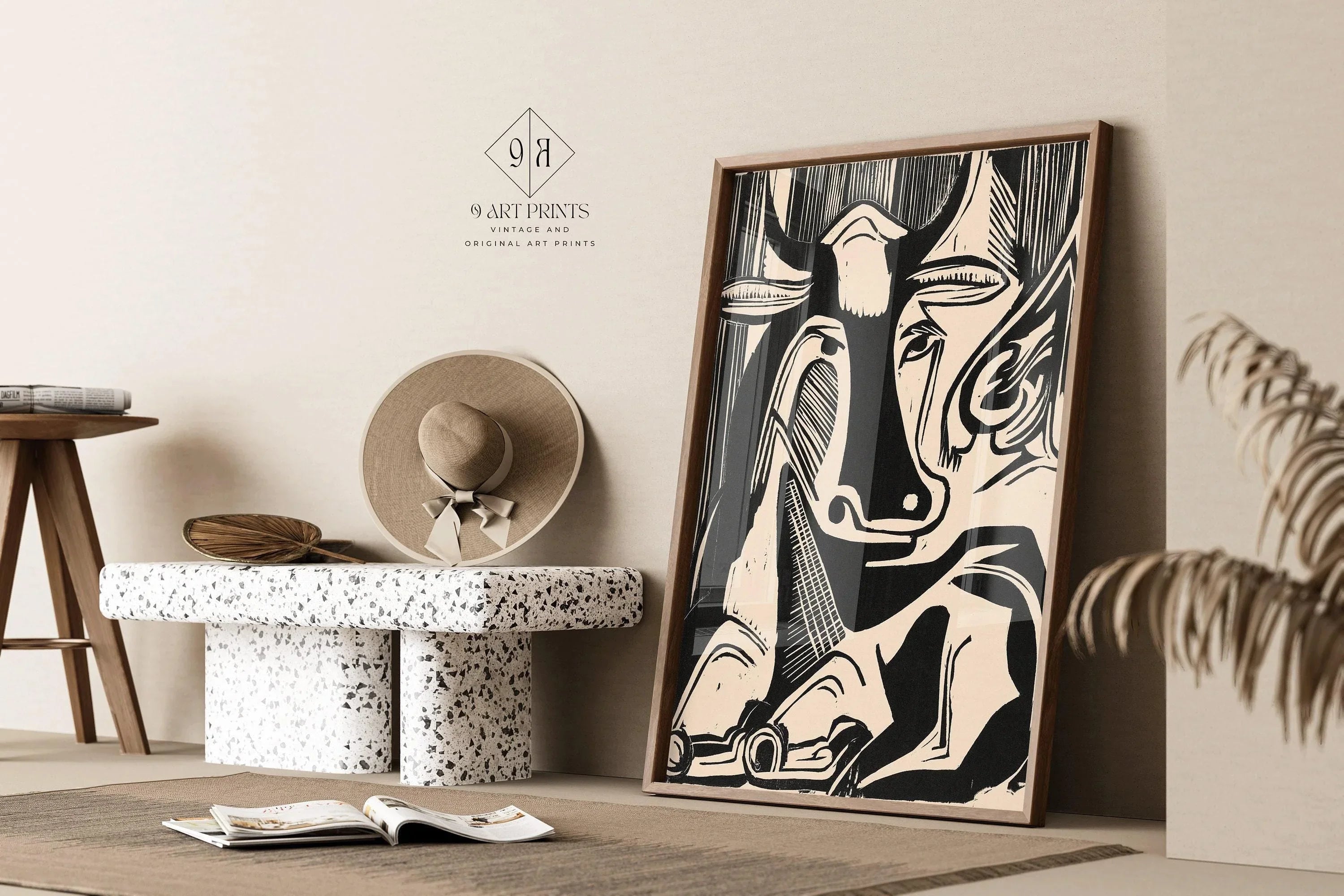 Ernst Ludwig Kirchner Cow Print: Black and White Neutral Art - 9ArtPrints
