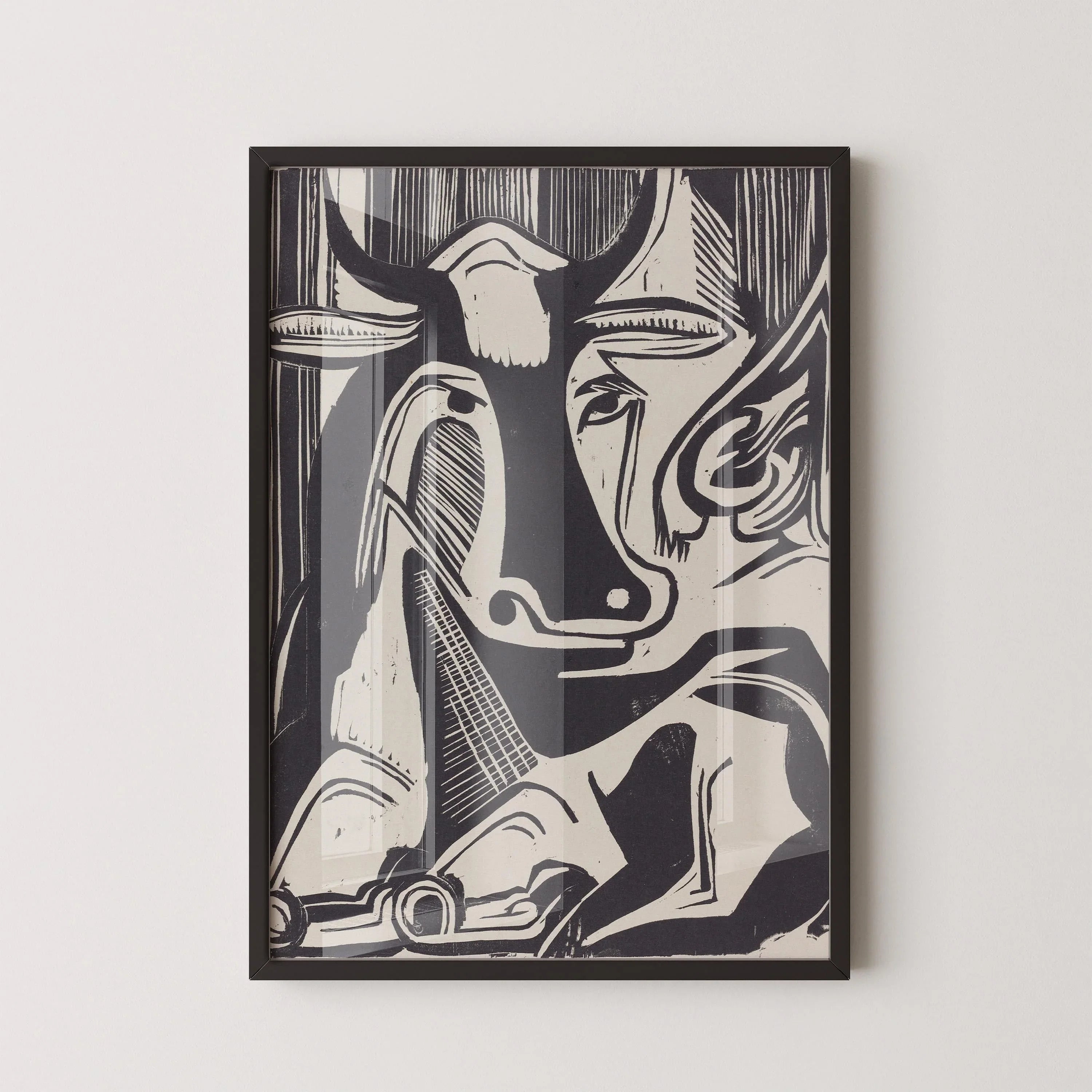Ernst Ludwig Kirchner Cow Print: Black and White Neutral Art - 9ArtPrints