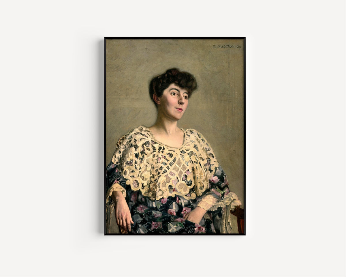Marthe Mellot (Mme Natanson) by Félix Vallotton — in a slim black frame on a plain white wall