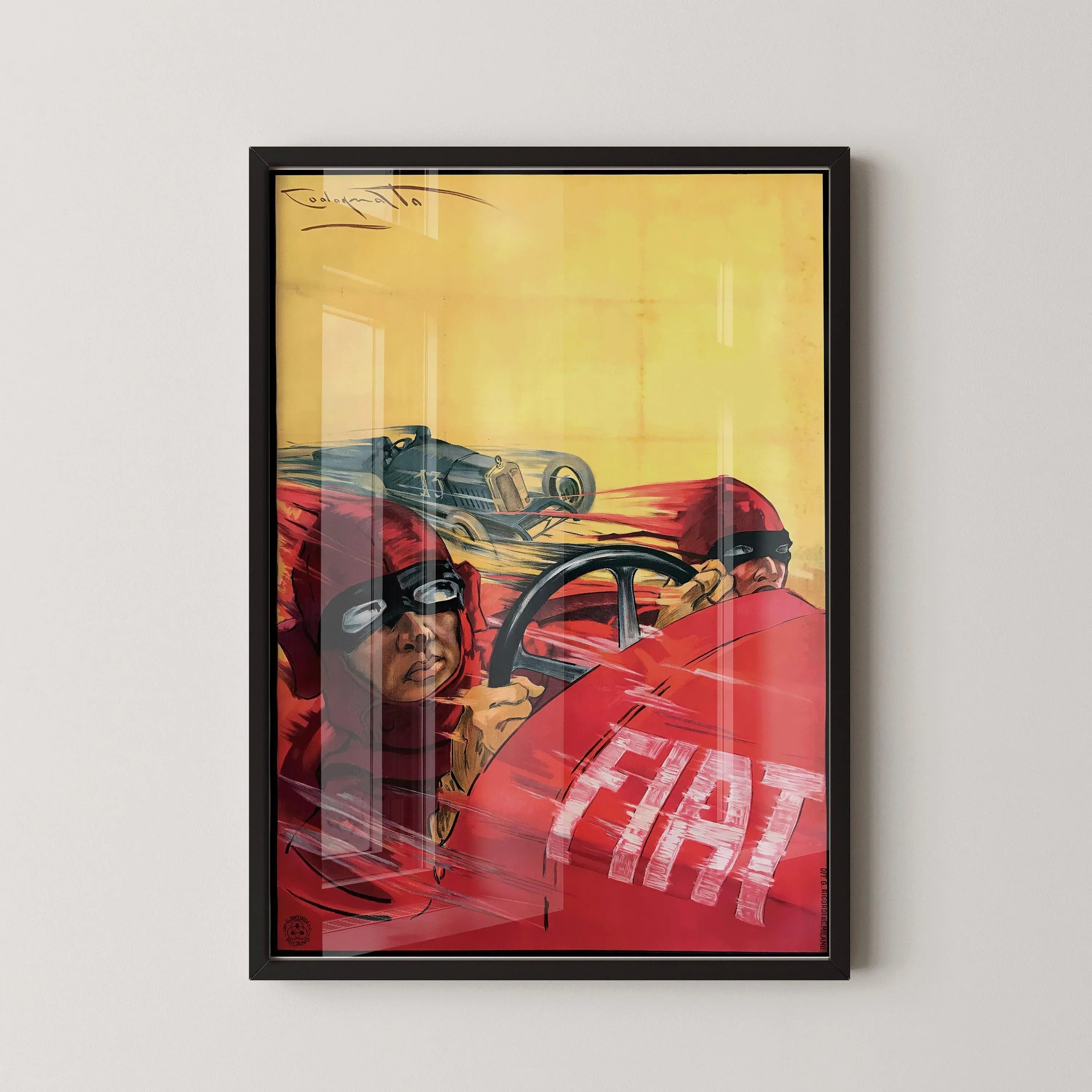 Fiat Racing Poster (1923) | High - octane vintage Italian motorsport art with speed energy and bold red tones | Available framed or unframed - 9ArtPrints