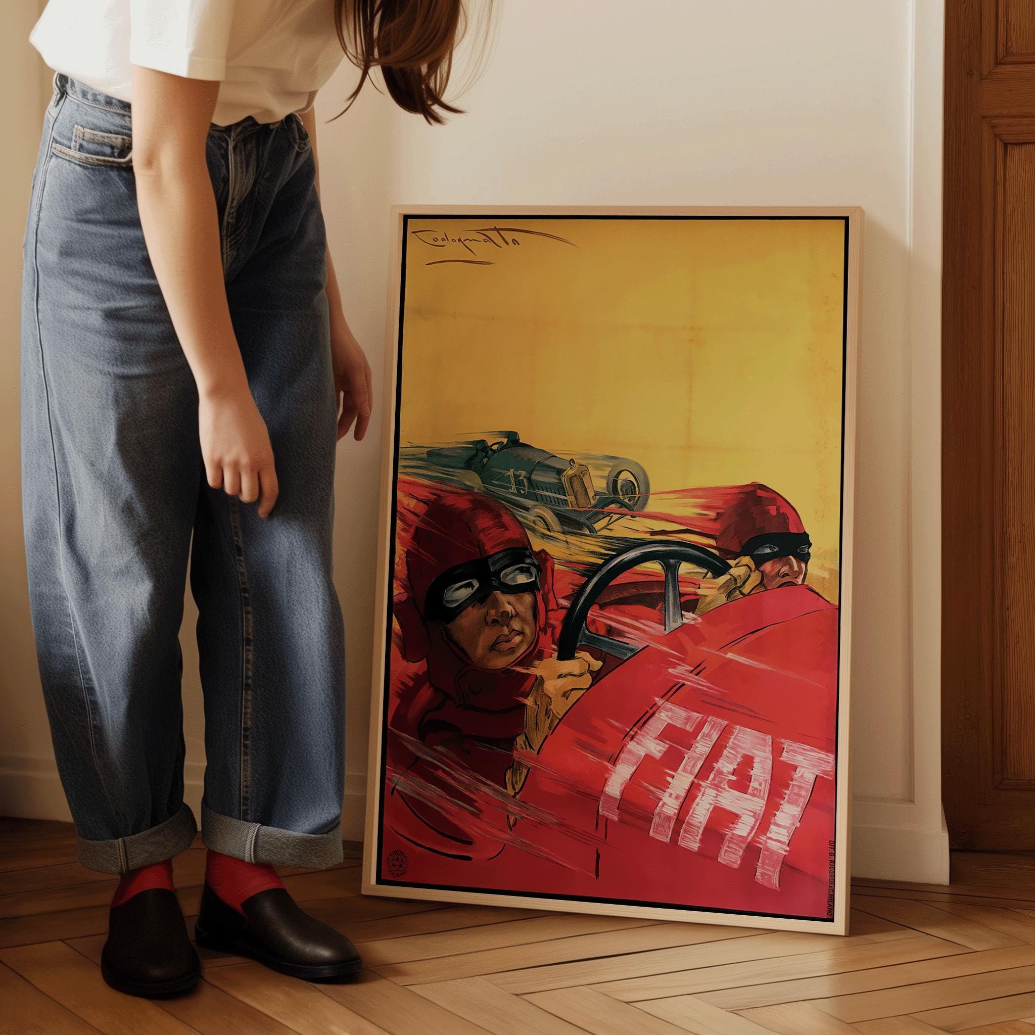 Fiat Racing Poster (1923) | High - octane vintage Italian motorsport art with speed energy and bold red tones | Available framed or unframed - 9ArtPrints