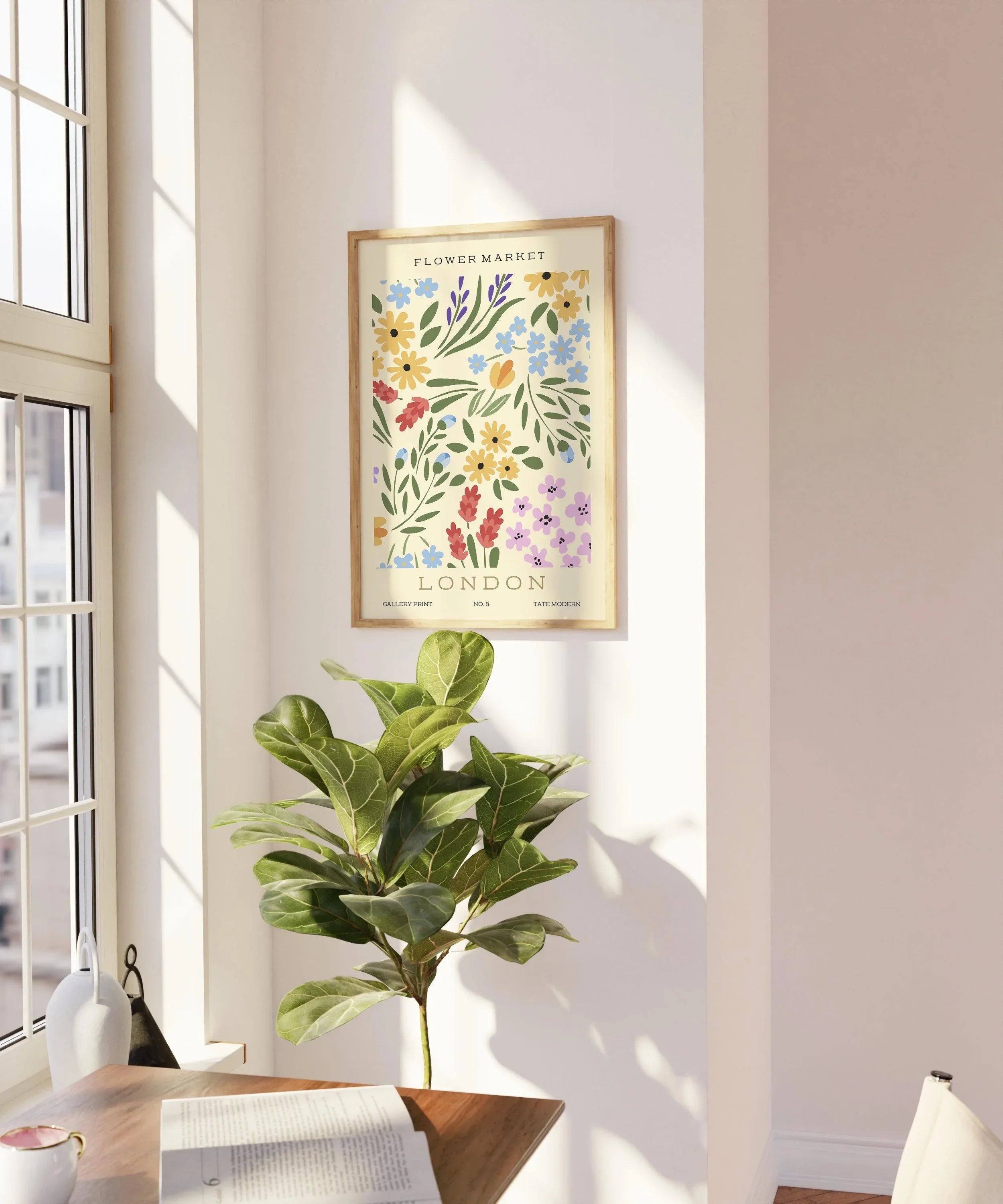 Flower Market - London | Modern Botanical Art Exhibition Print (available handframed or unframed) - 9ArtPrints