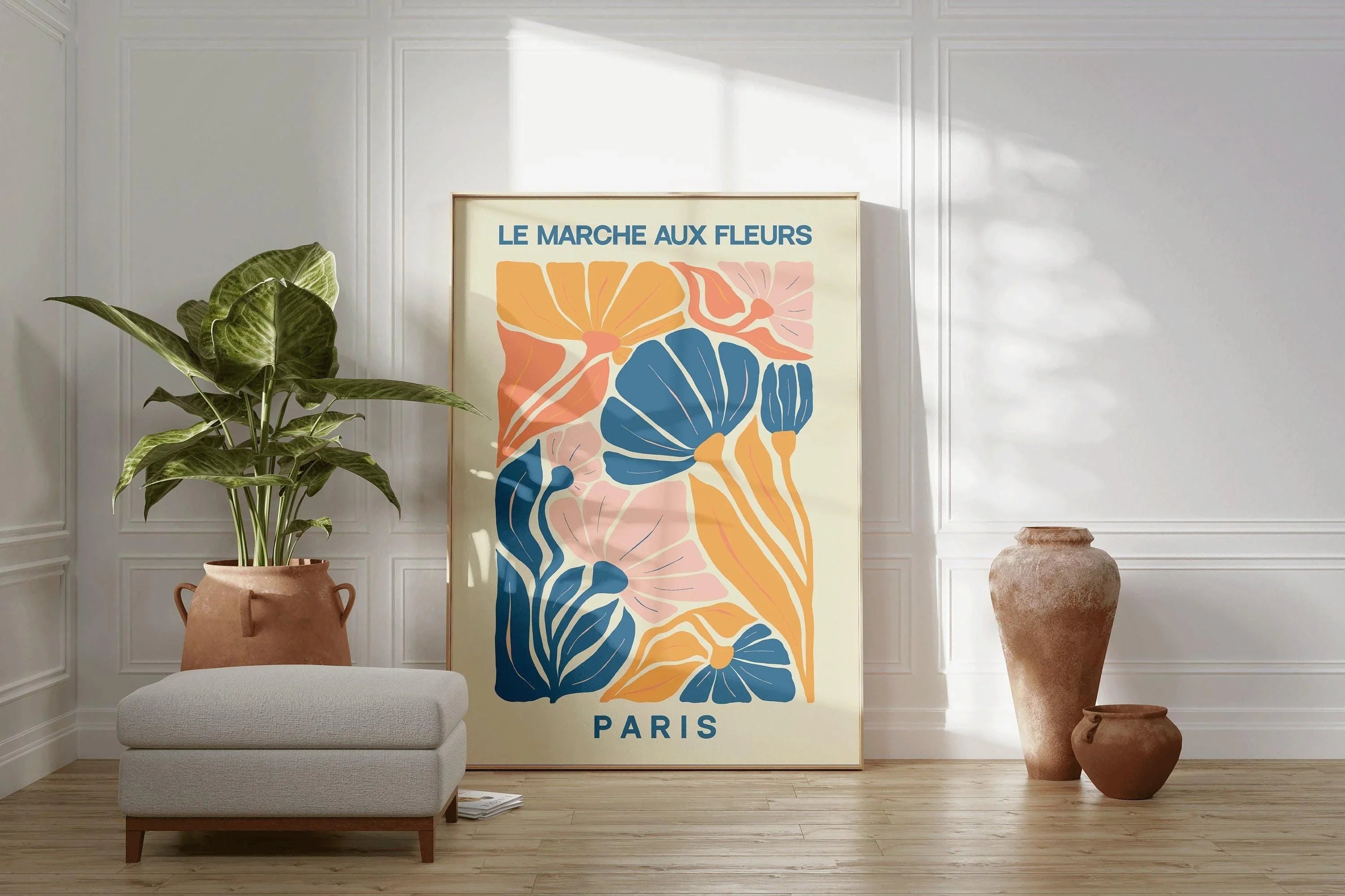 Flower Market - Paris | Modern Botanical Art Exhibition Print (available handframed or unframed) - 9ArtPrints