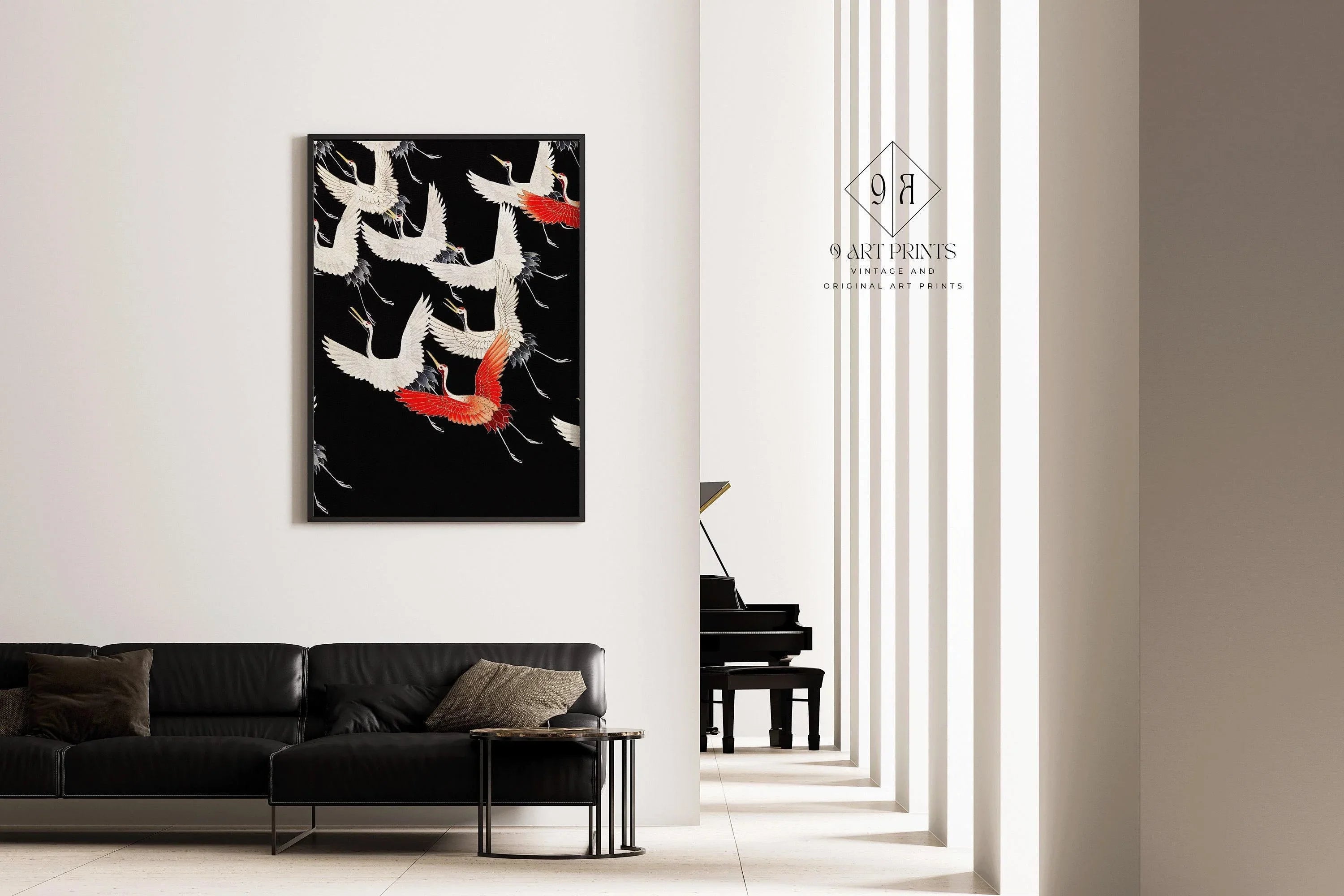 Flying Cranes Japanese Art Print: Giclee Fine Art - 9ArtPrints