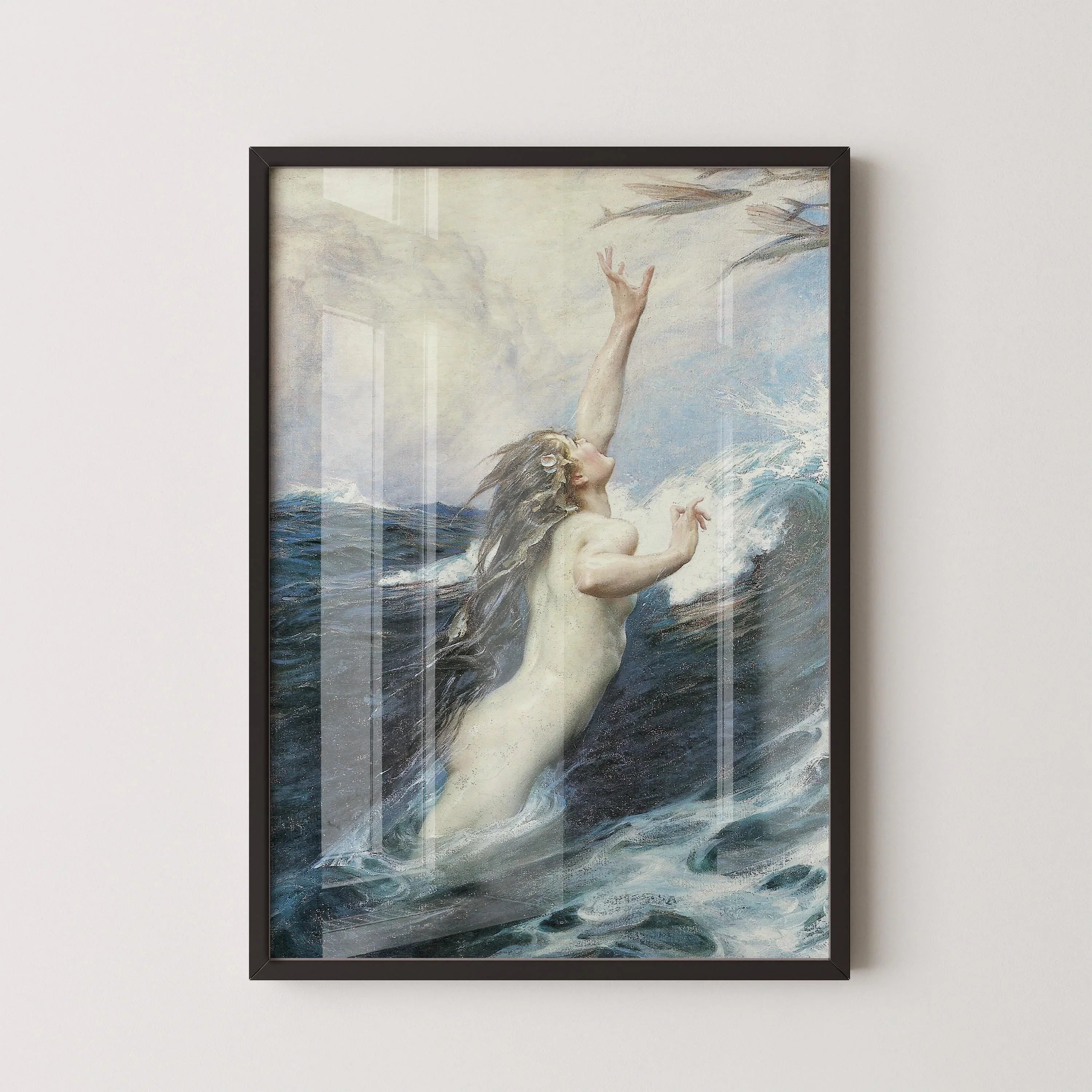 Flying Fish - Herbert James Draper | Romantic Ocean Fantasy | Mythological Nude Vintage Sea Goddess Print