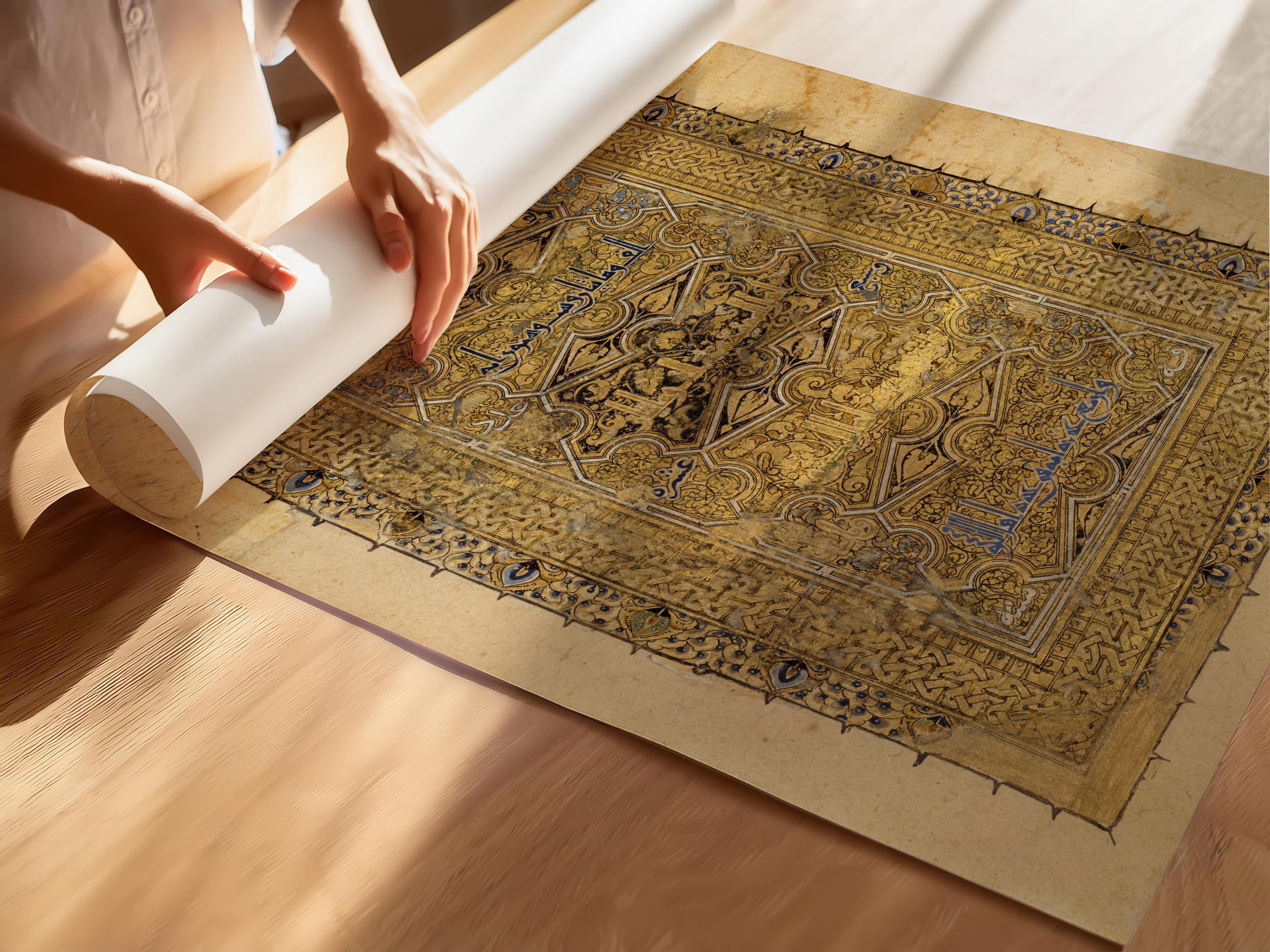 Folio from An Ancient Qu'ran PRINT | Striking and Gorgeous Vintage Religious Islamic Arabic Calligraphy Art available framed - 9ArtPrints