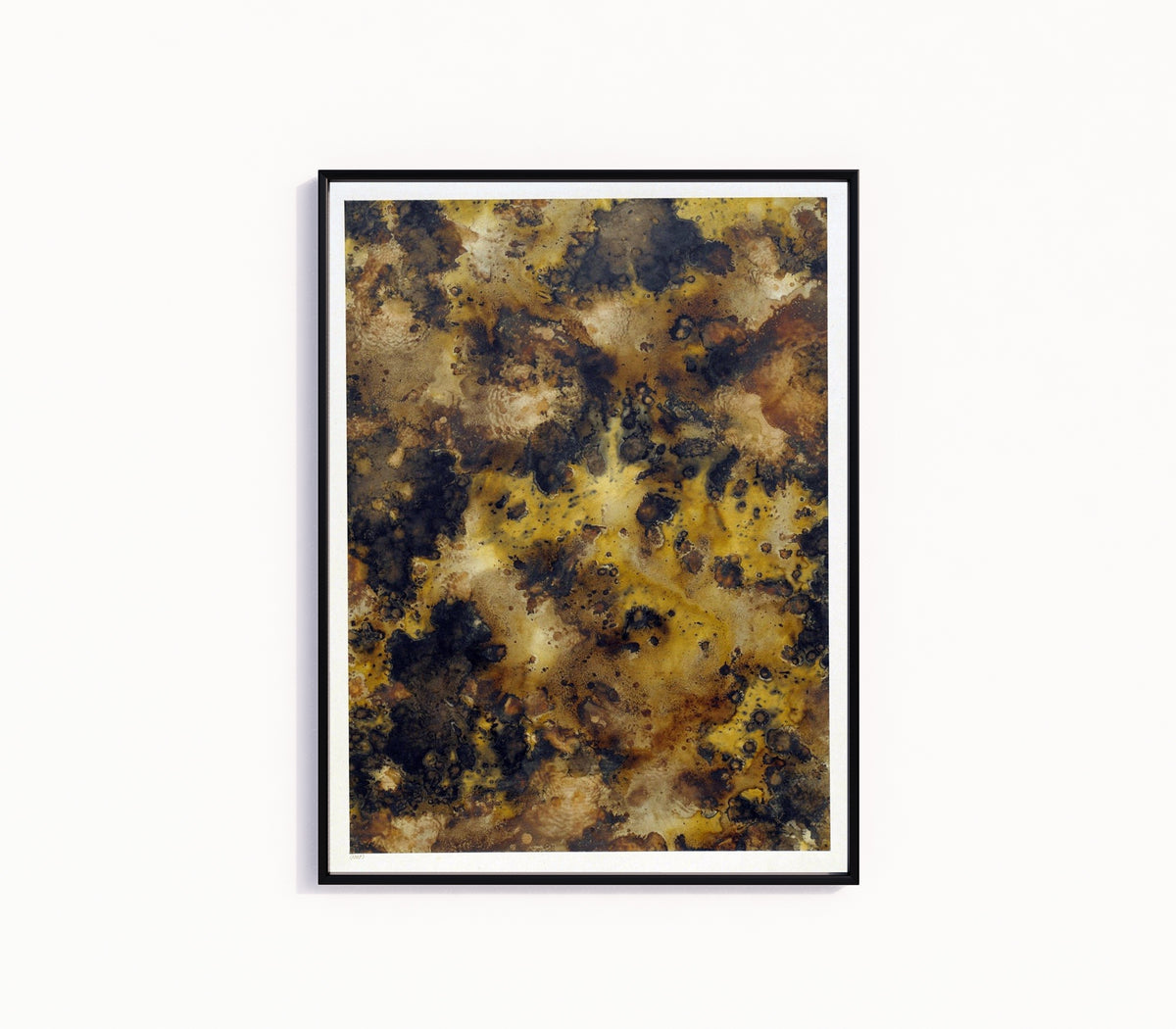 Framed art print of Graphik Paper by Historical Surface Studies, in a slim black frame on a plain white wall