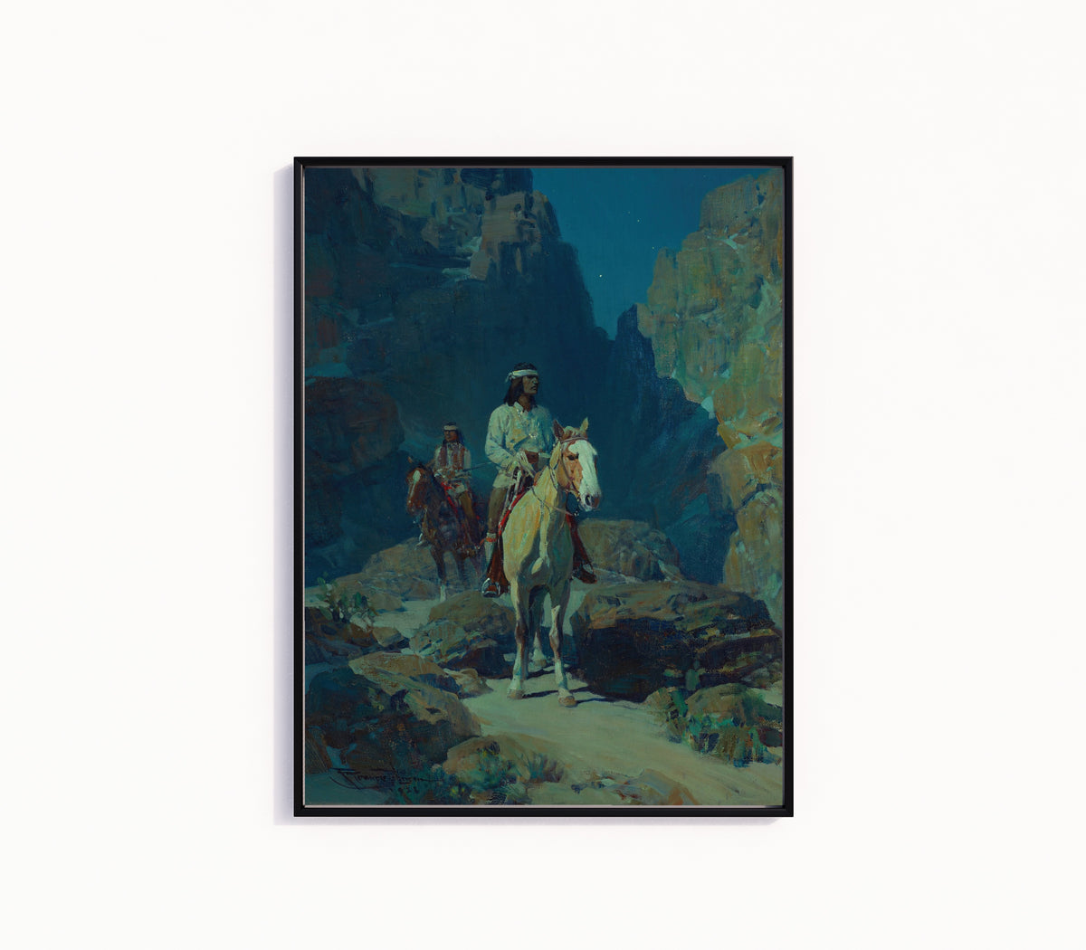 Frank Tenney Johnson — Moonlight in the Canyon | Western Art Print