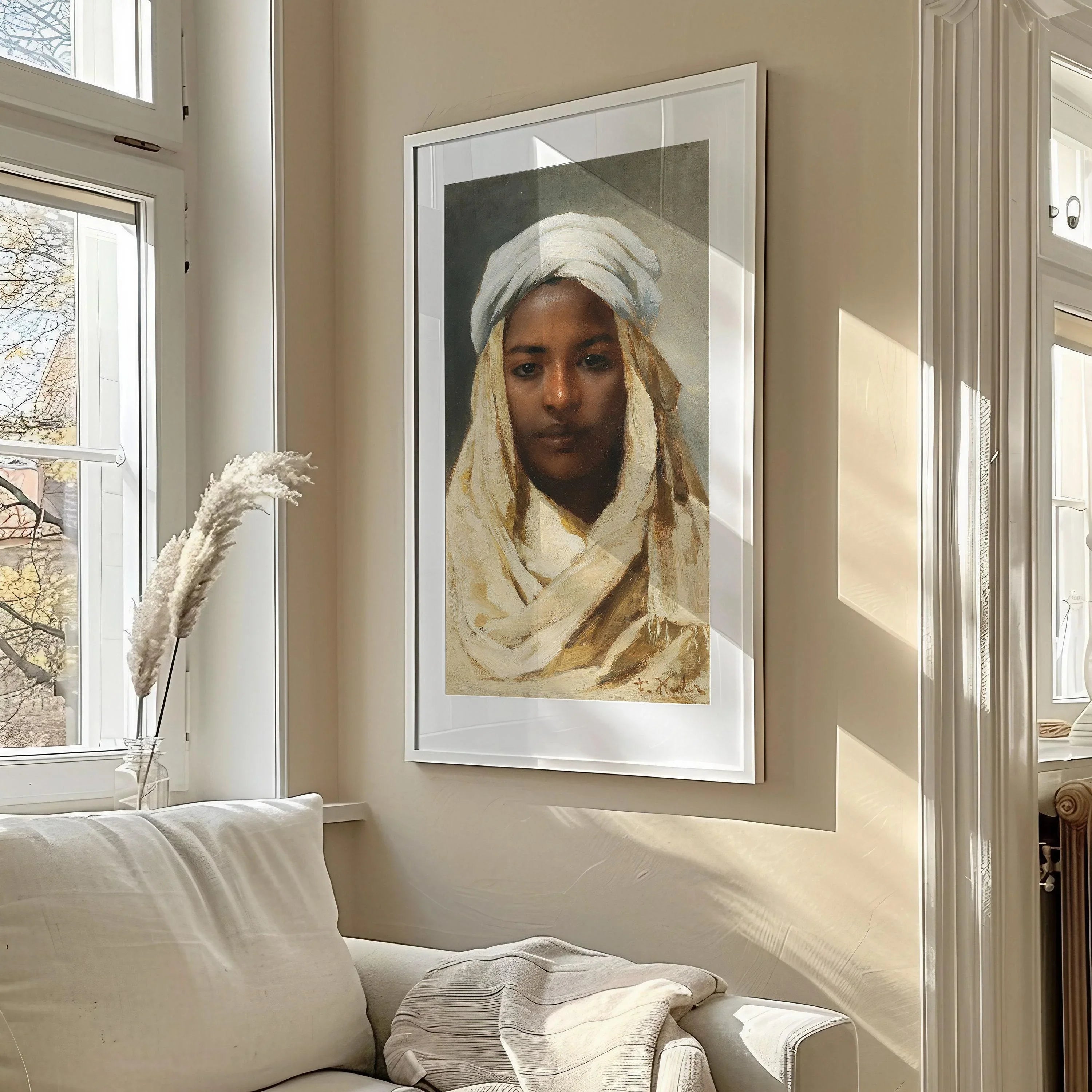 Franz Xaver Kosler - Young Bedouin Woman | Vintage Orientalist Tall Panoramic Art (available handframed or unframed) 2x1 - 9ArtPrints