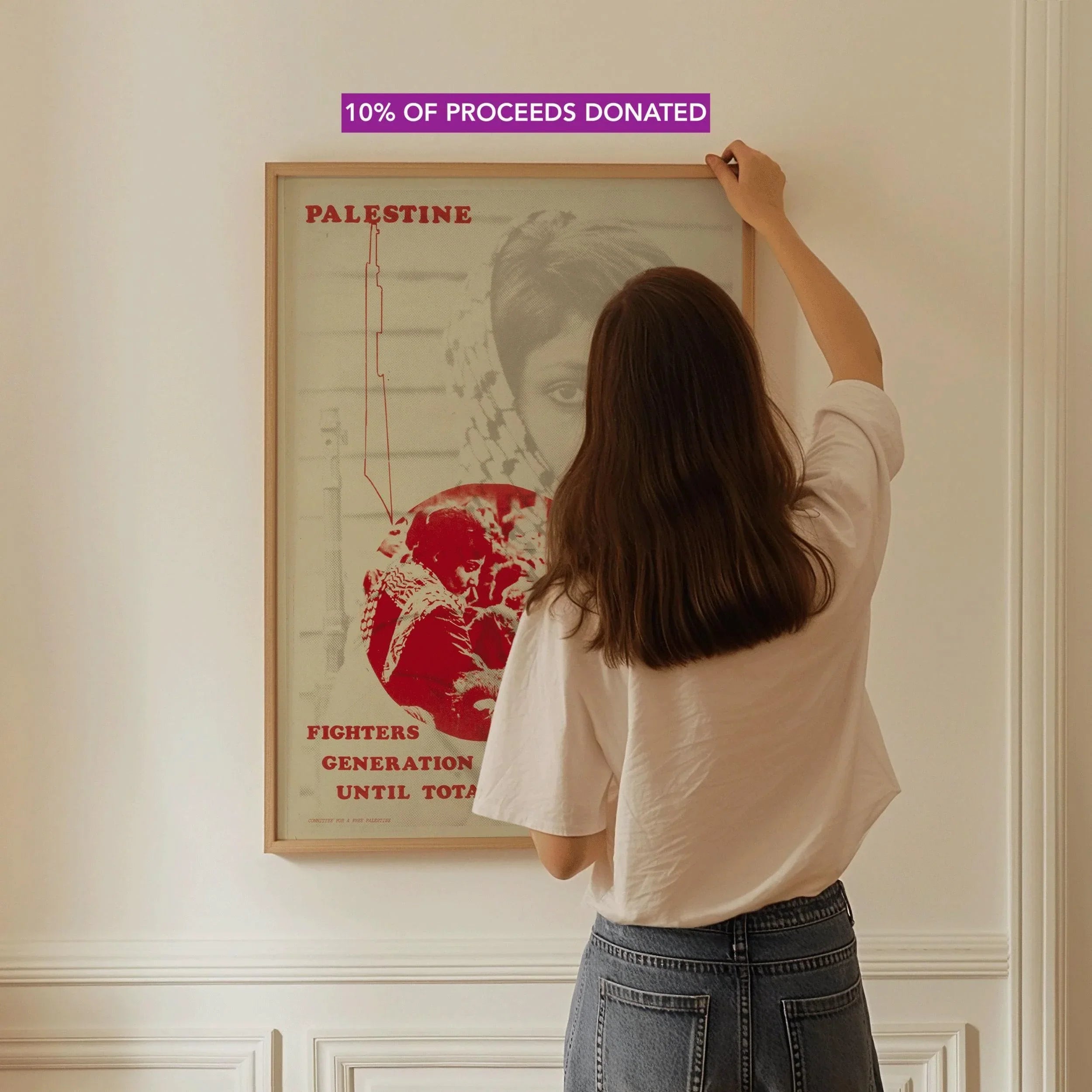 Free Palestine Poster - Leila Khaled (Fundraiser Item) | Liberation Art Print available handframed or unframed - 9ArtPrints