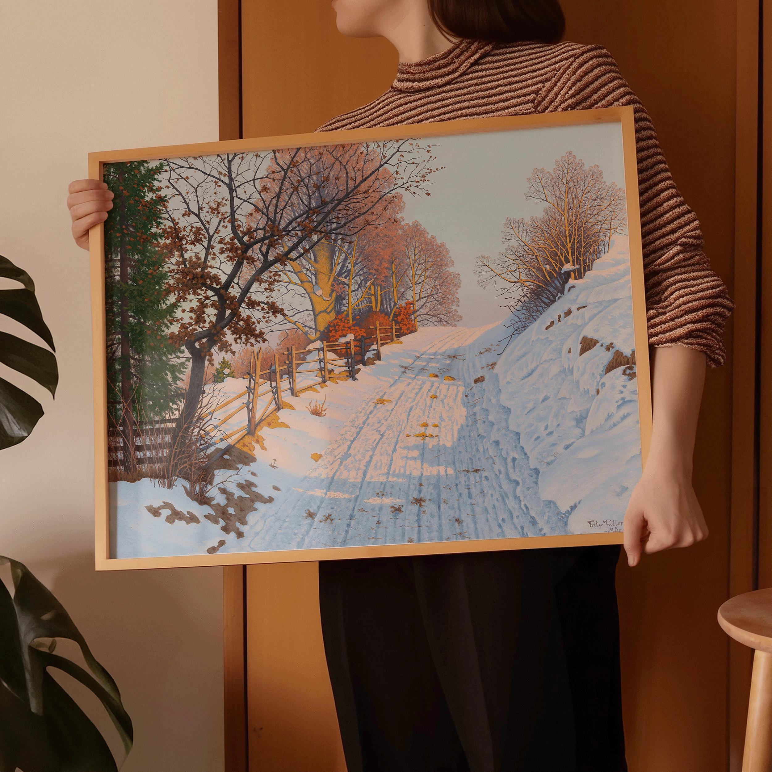 Fritz Müller - Landeck Winter Landscape Art Print: German Countryside - 9ArtPrints