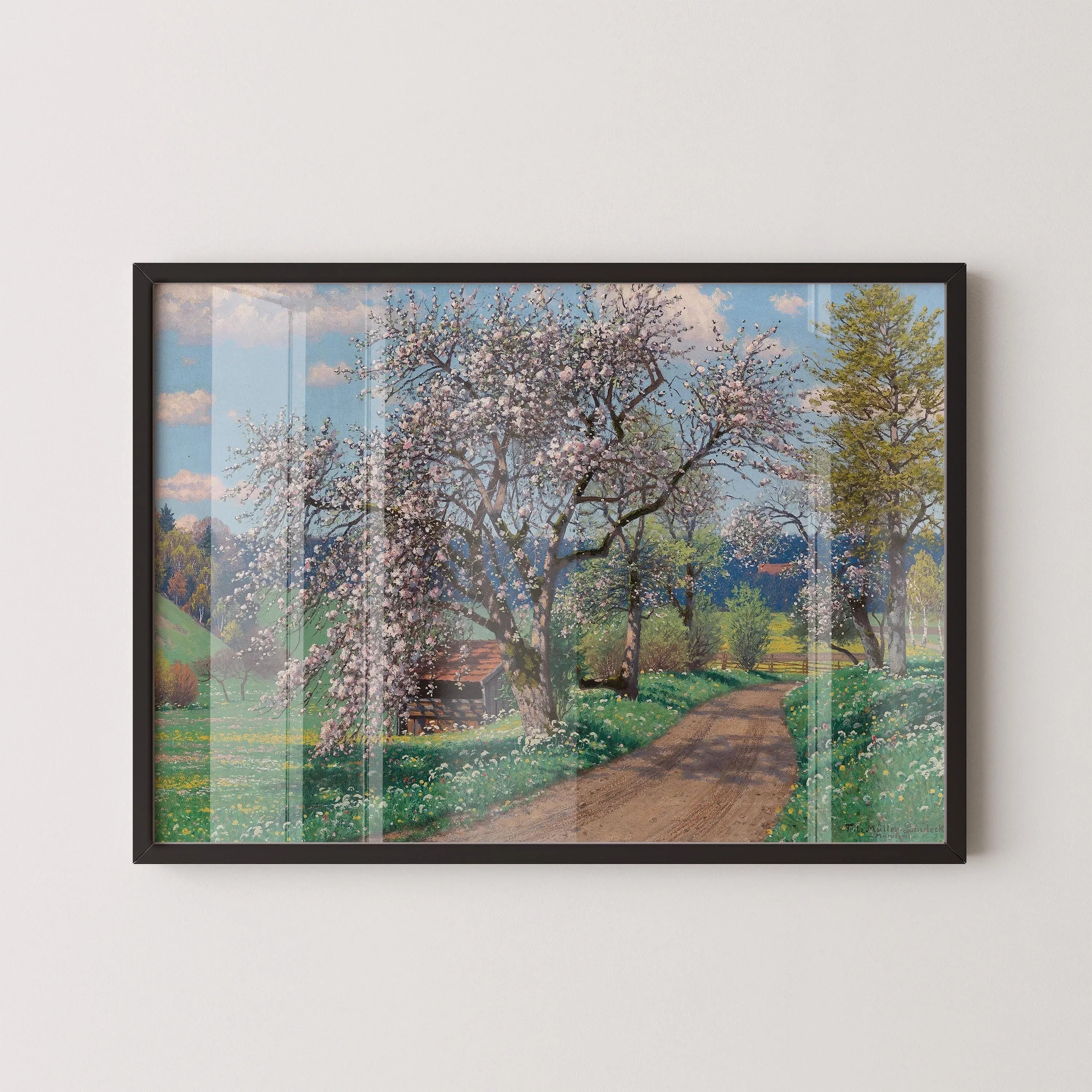 Fritz Müller - Landeck - A Spring Day | Enchanting German countryside blooming trees lush meadows tranquil spring vibes | Framed or unframed - 9ArtPrints