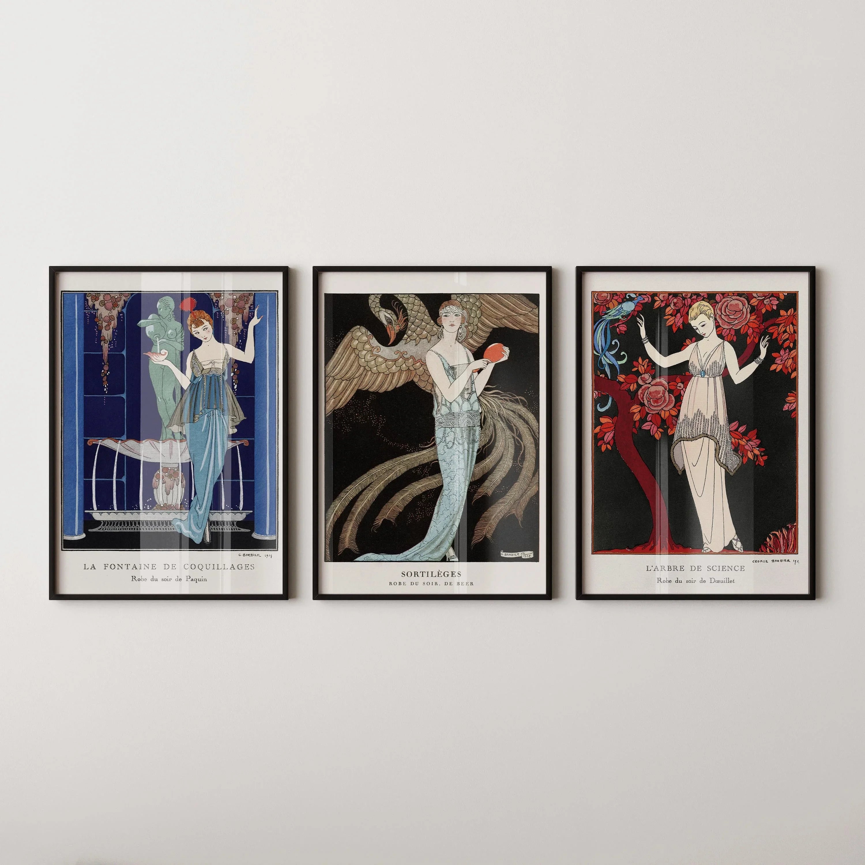 George Barbier STATEMENT TRIO | Famous Fashion Illustration Art Prints Nouveau available framed - 9ArtPrints