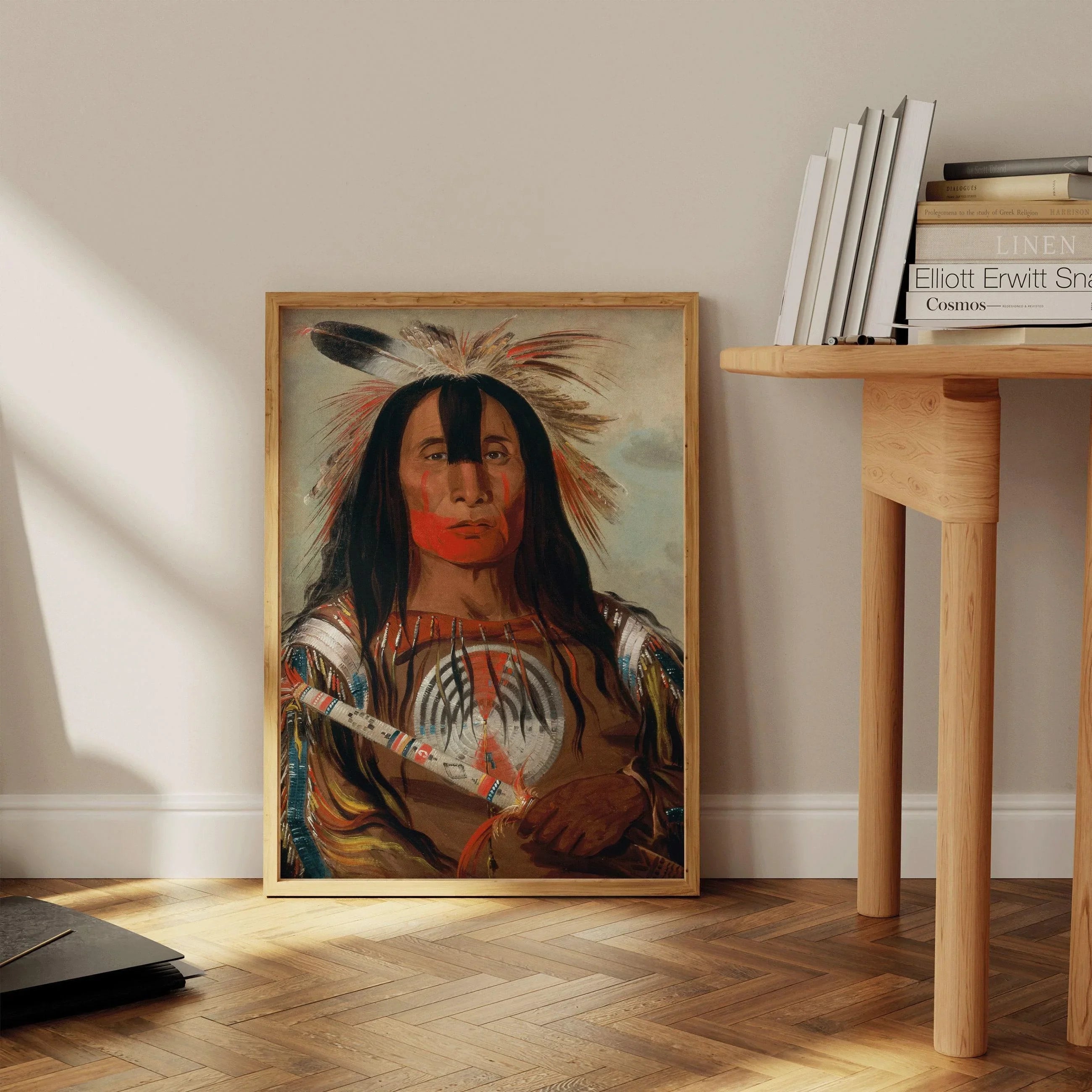 George Catlin - Blood Leader Stu - mick - o - s√∫cks | Famous Native American Aboriginal First Nations Art - 9ArtPrints