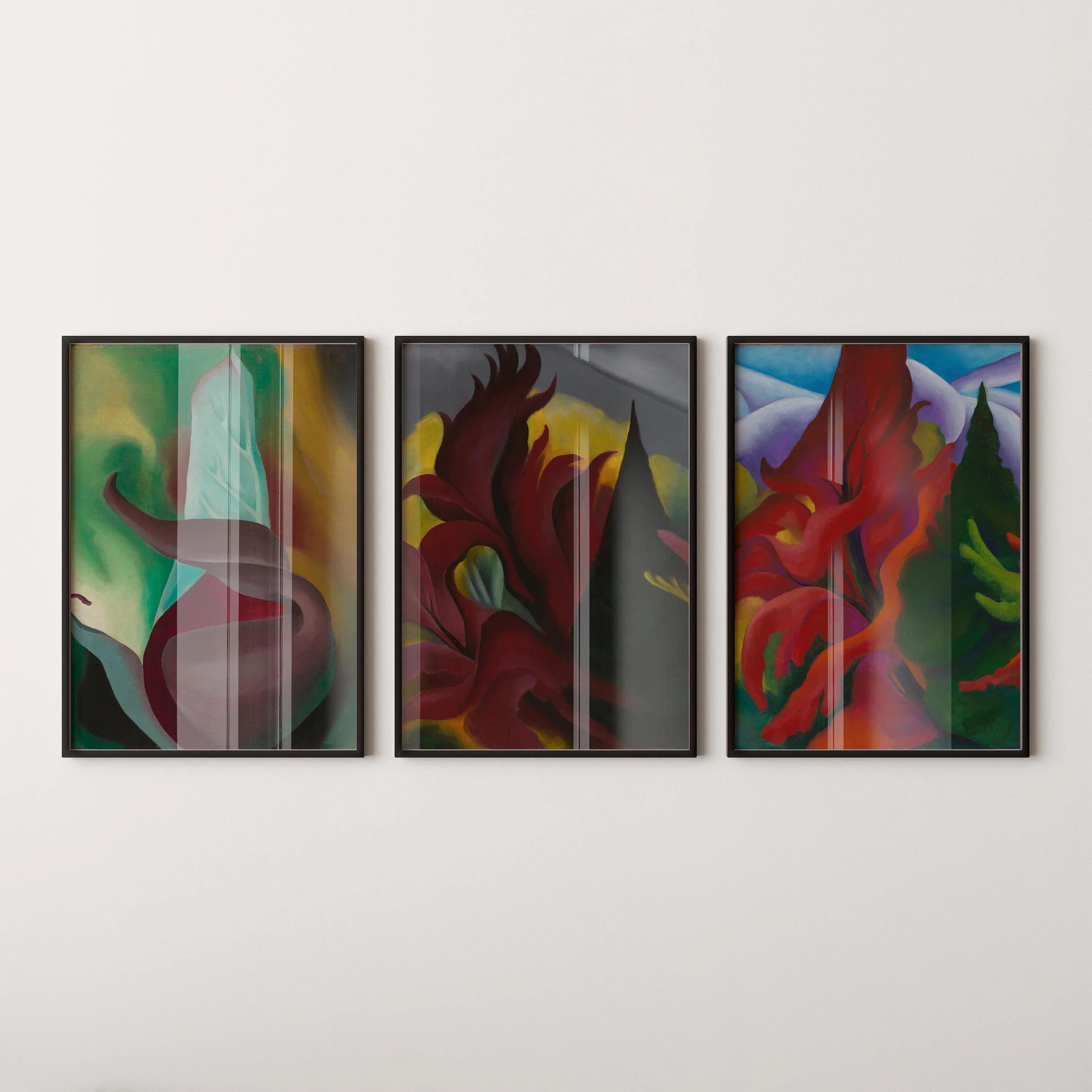 Georgia O'Keeffe STATEMENT TRIO - Skunk Cabbage, Red Maple and Trees in Autumn | An Incredible Vintage Set (Available Frame or unframed) - 9ArtPrints