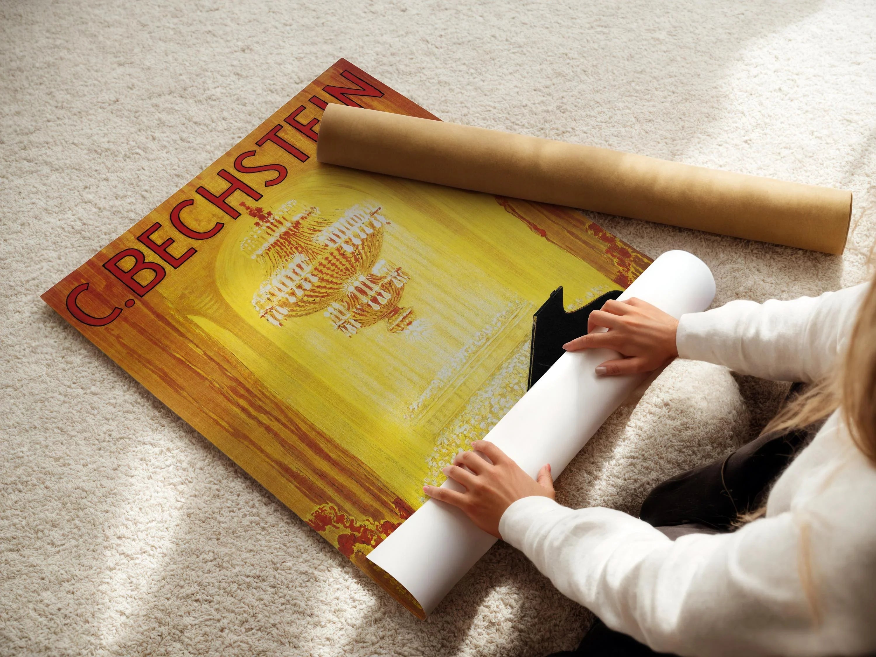 Golden Elegance – C. Bechstein Vintage Piano Poster | Luxurious Art Deco Music Print