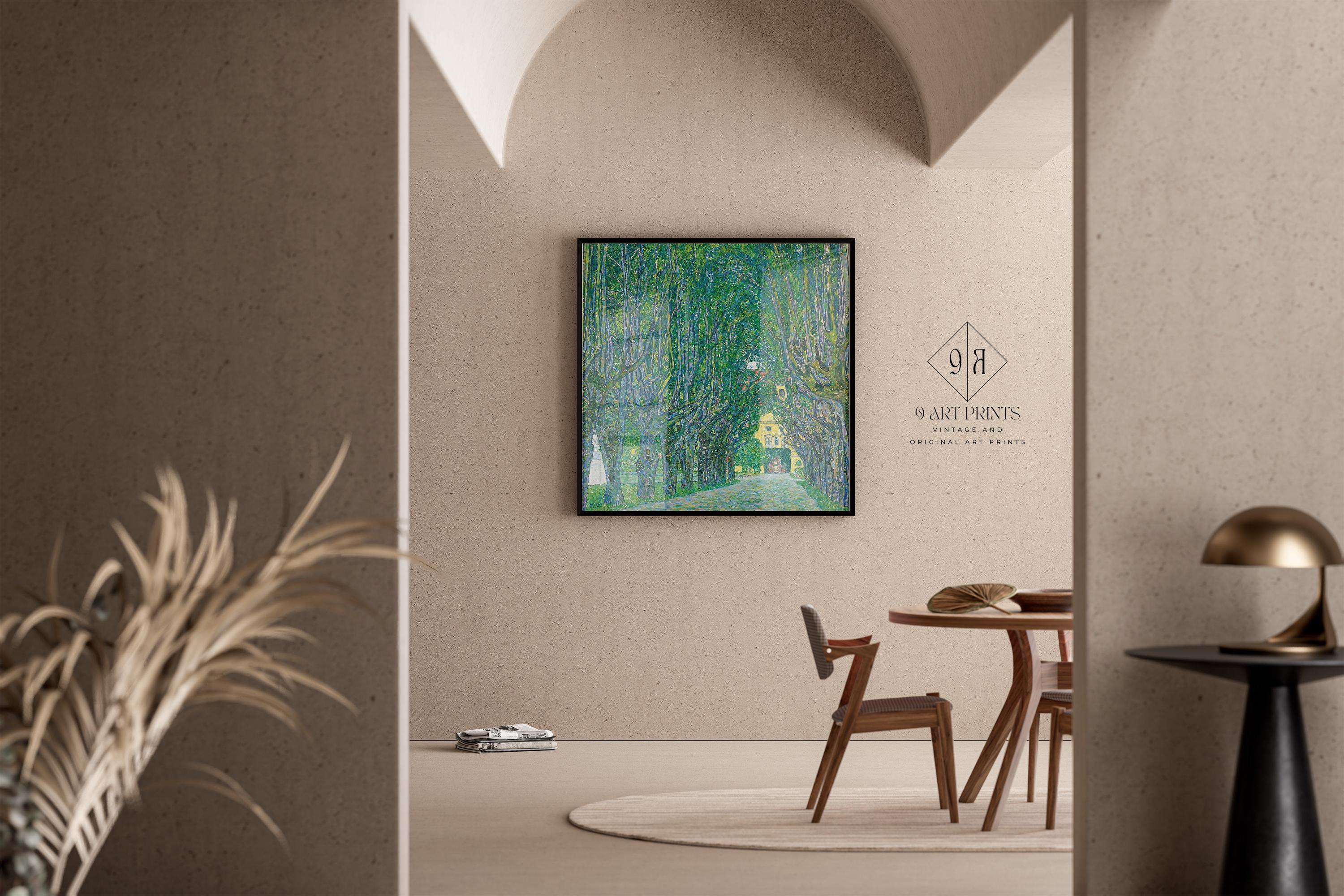 Gustav Klimt - Avenue to the Kammer Castle | An Exceptionally Tranquil and Serene Painting in Green (available handframed or unframed) 1x1 - 9ArtPrints