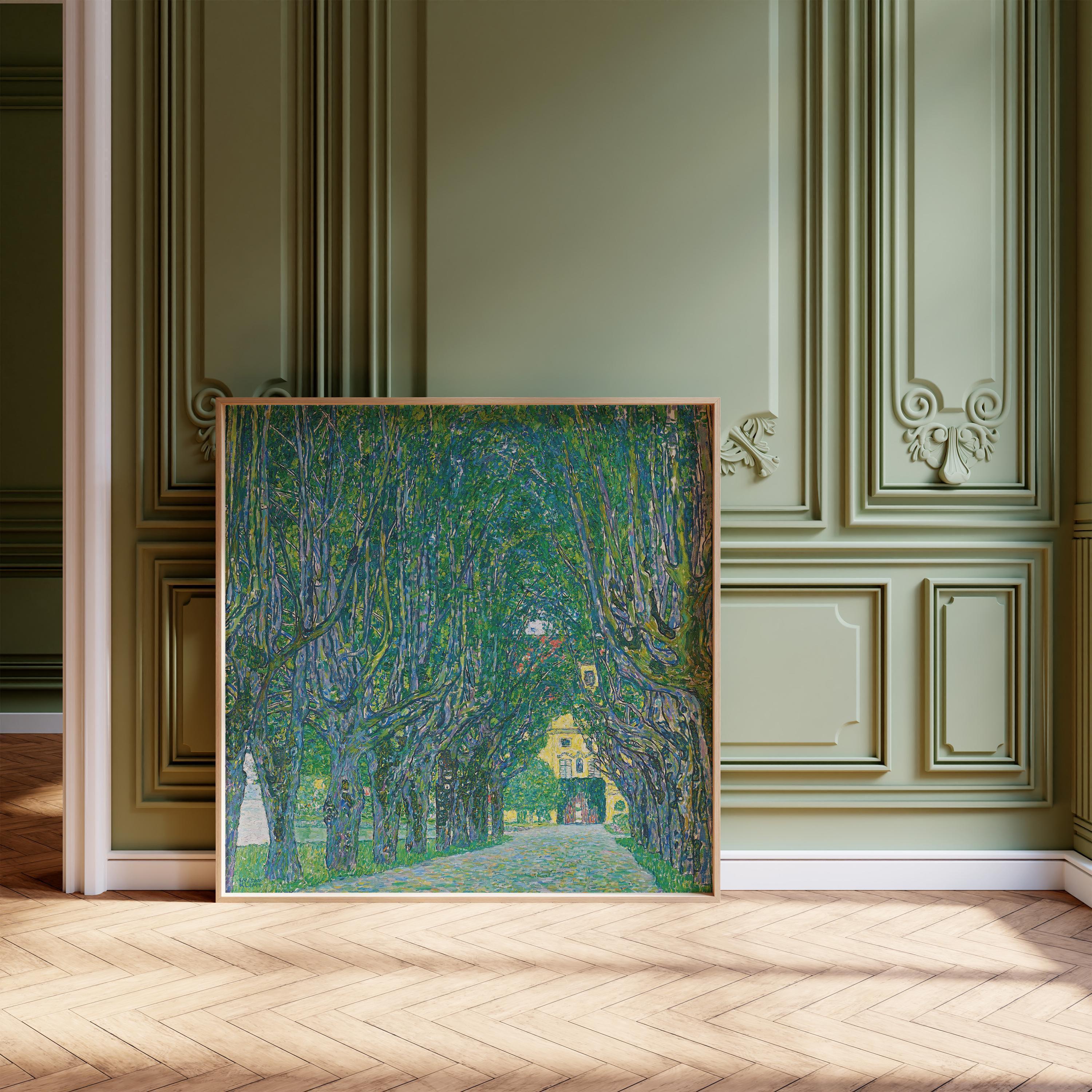 Gustav Klimt - Avenue to the Kammer Castle | An Exceptionally Tranquil and Serene Painting in Green (available handframed or unframed) 1x1 - 9ArtPrints