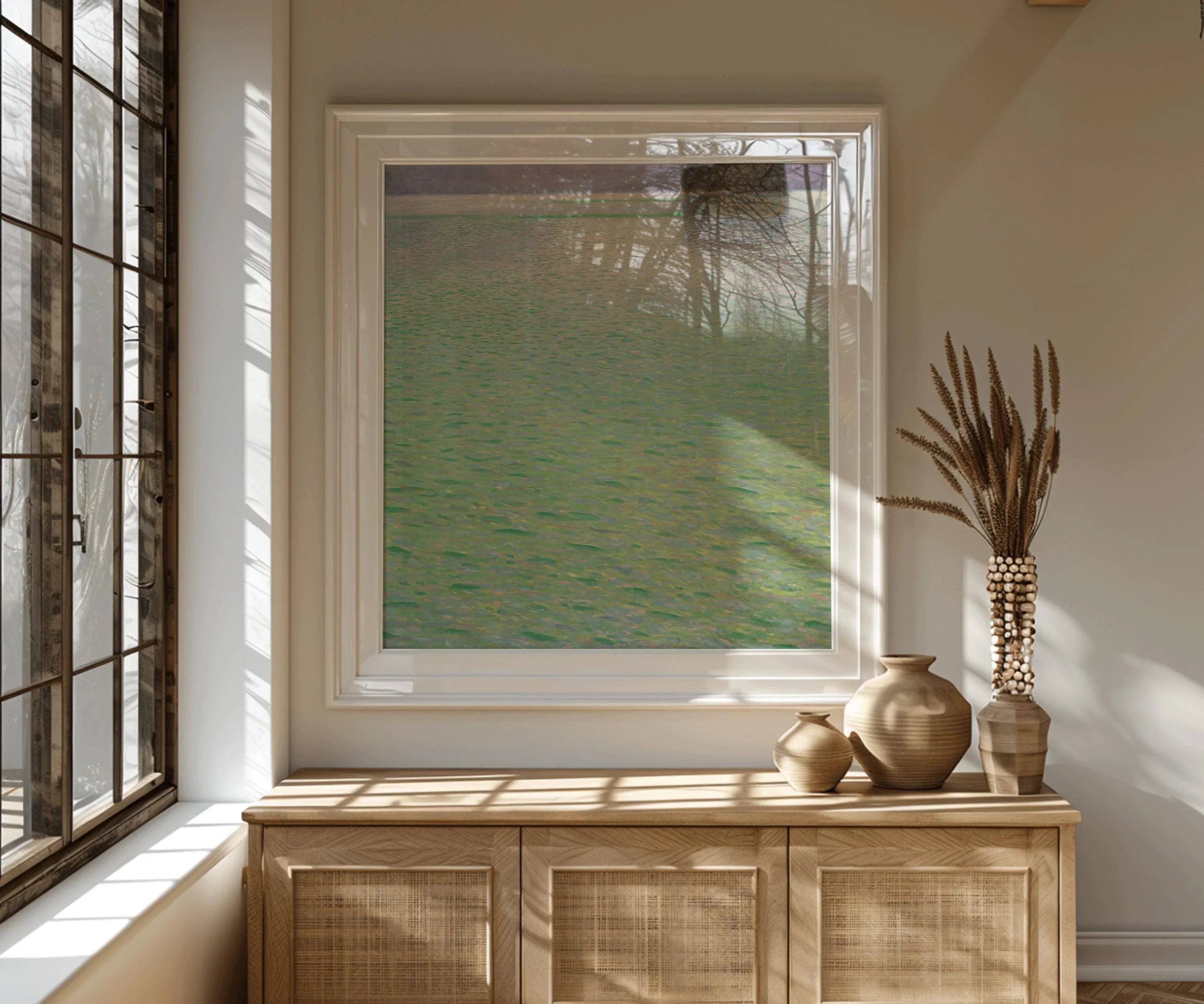 Gustav Klimt - Island in the Attersee | Our Most Exceptionally Tranquil and Serene Painting in Green (available handframed or unframed) 1x1 - 9ArtPrints