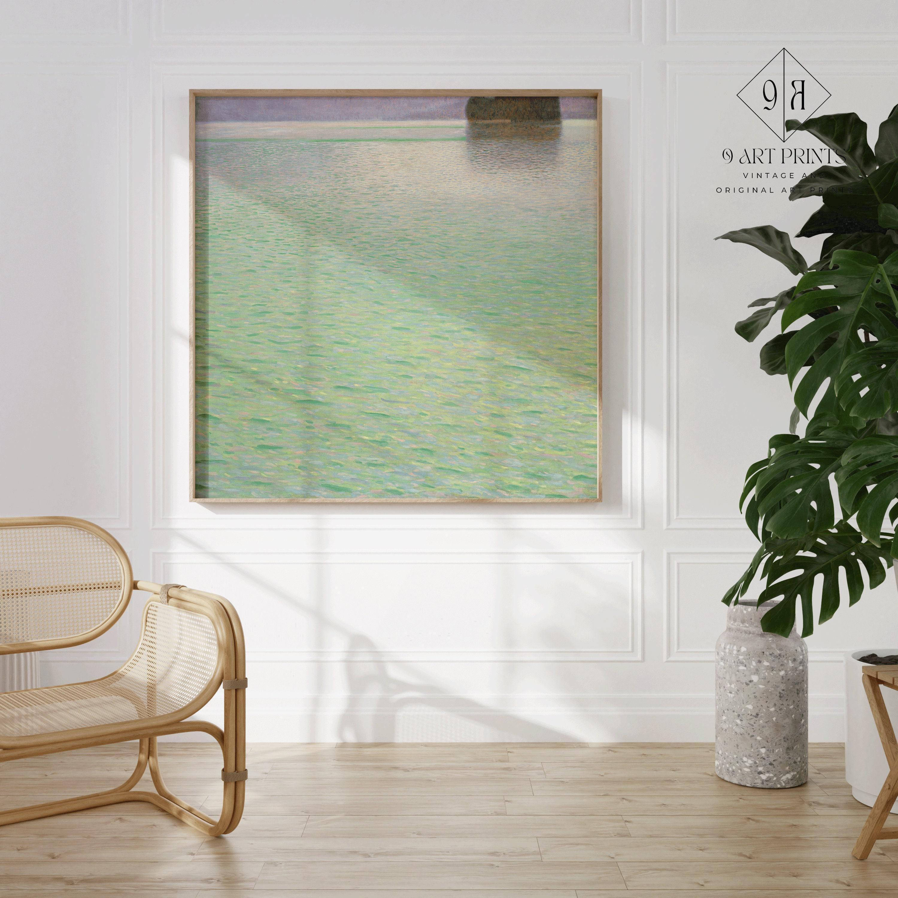 Gustav Klimt - Island in the Attersee | Our Most Exceptionally Tranquil and Serene Painting in Green (available handframed or unframed) 1x1 - 9ArtPrints