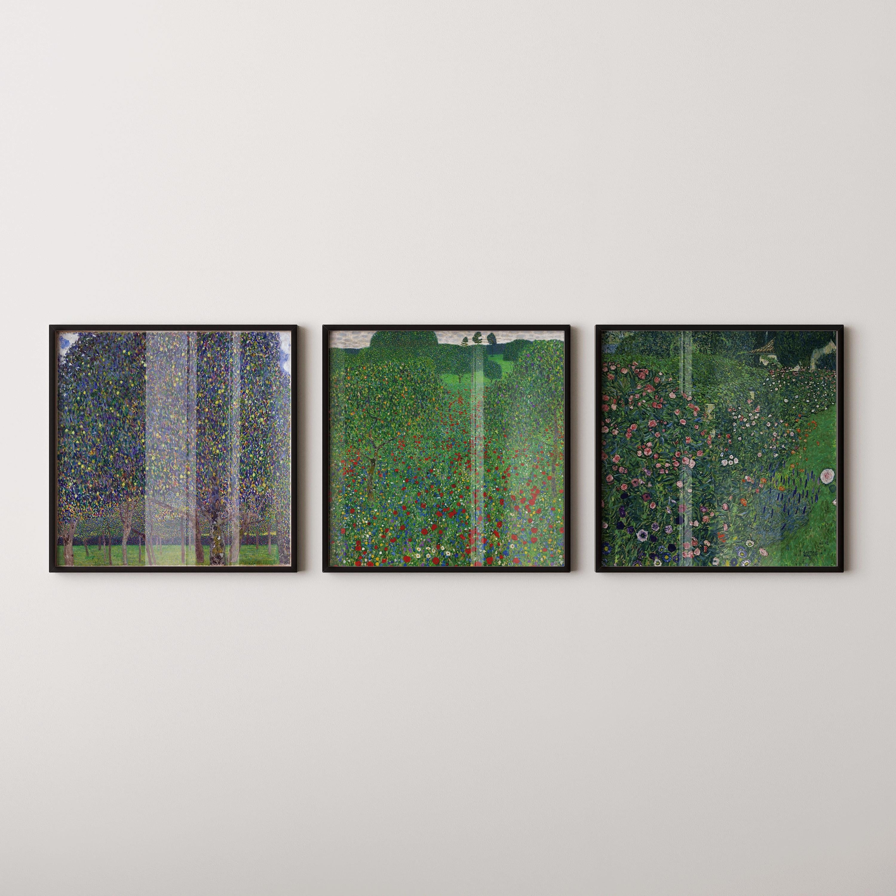 Gustav Klimt Set of Three| Italian garden, Pear Tree and Flowering Garden | Vintage Famous Art available framed 1x1 - 9ArtPrints