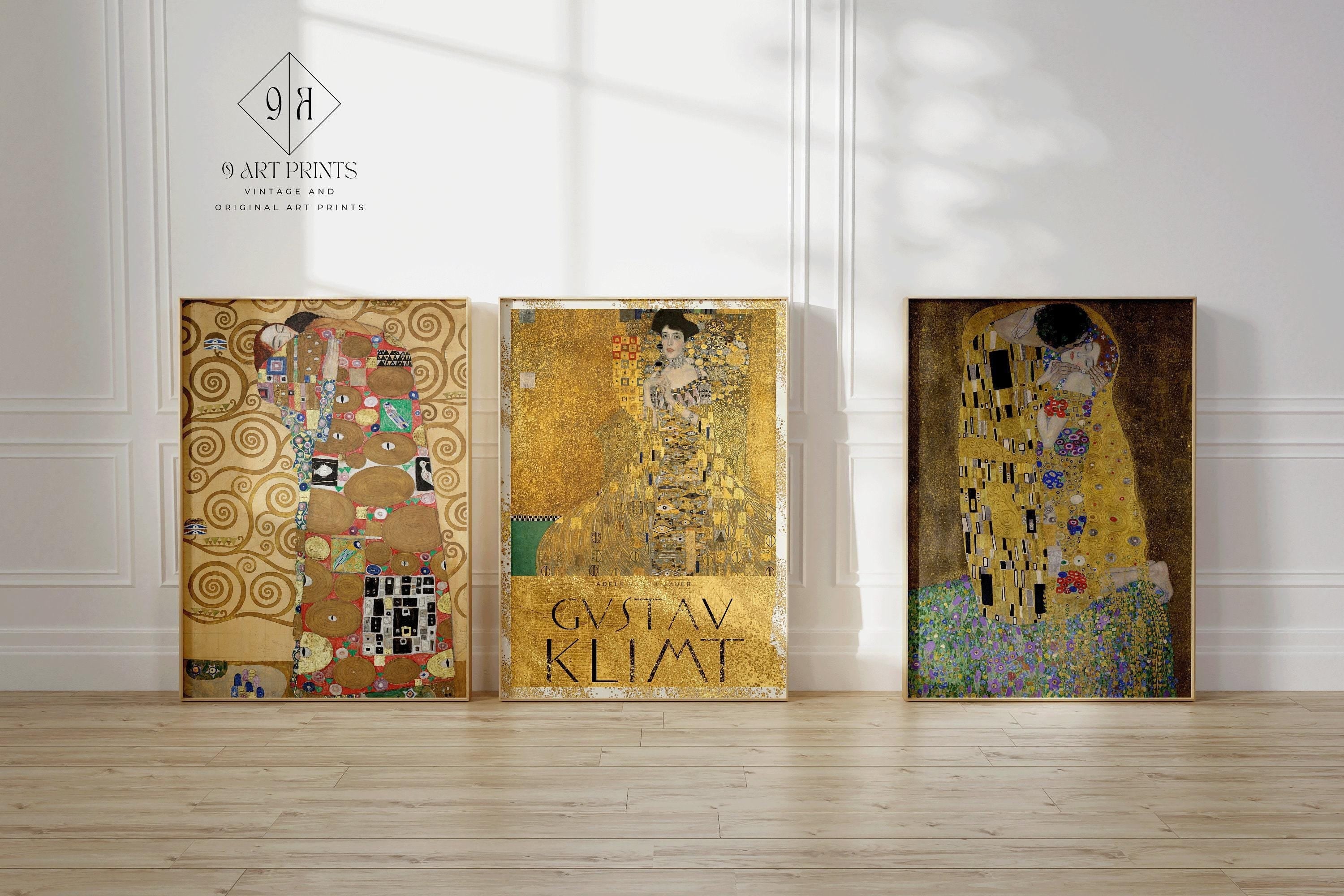 Gustav Klimt STATEMENT TRIO Paintings | The Embrace Adele Bloch Bauer The Kiss | Famous Iconic Painting Available framed - 9ArtPrints