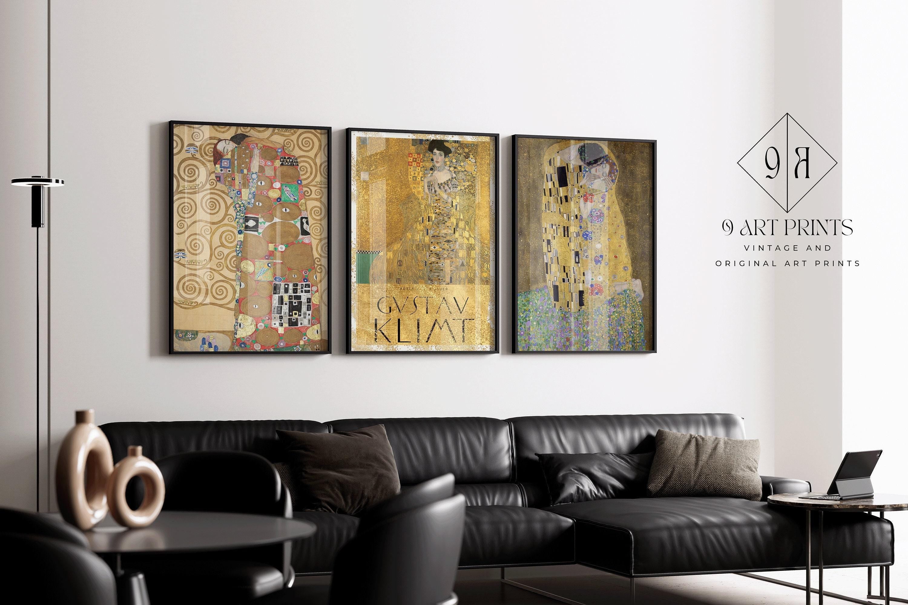 Gustav Klimt STATEMENT TRIO Paintings | The Embrace Adele Bloch Bauer The Kiss | Famous Iconic Painting Available framed - 9ArtPrints