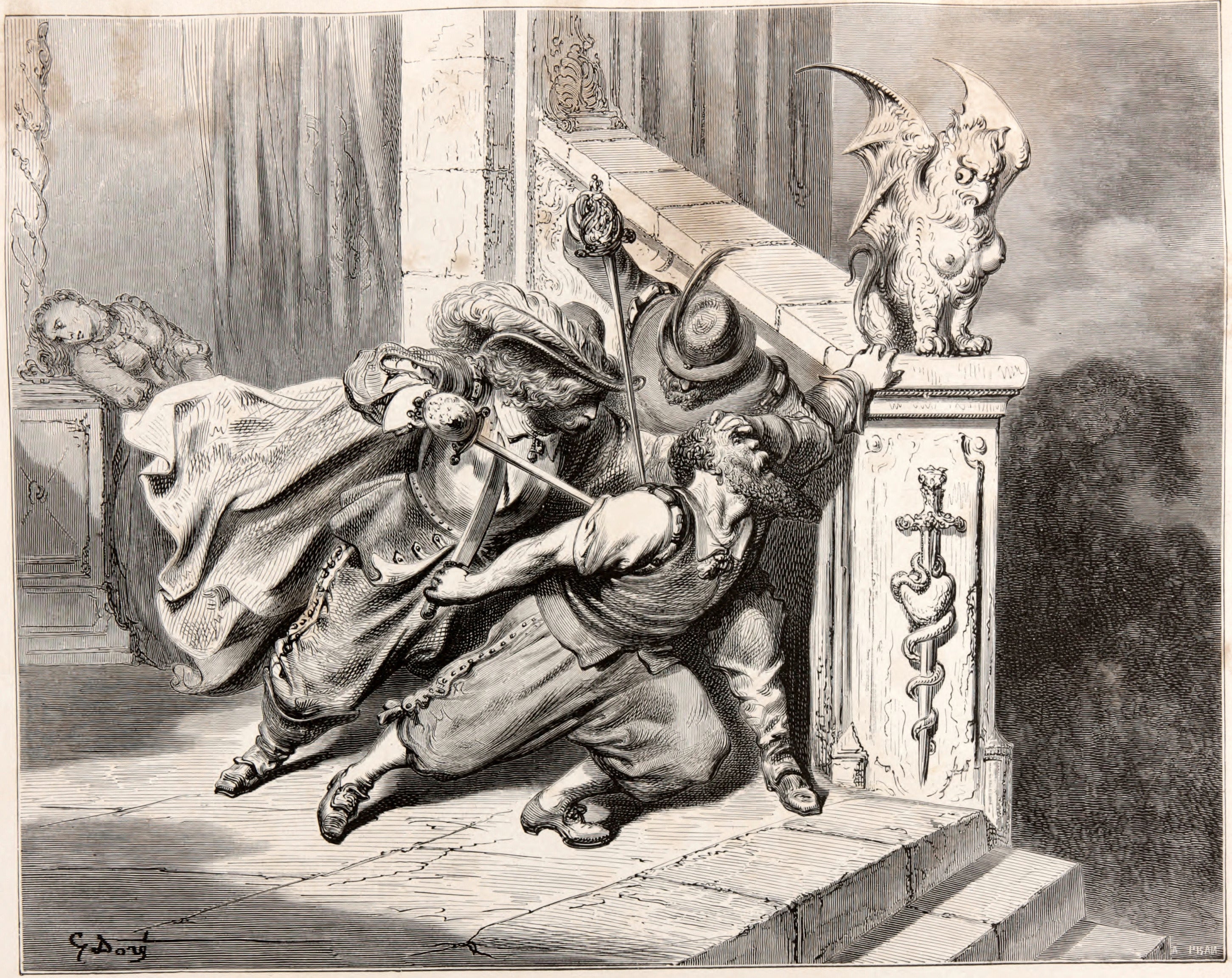 Gustave Doré — Bluebeard: The Death of Bluebeard | Fairy Tale Illustration Print - 9ArtPrints